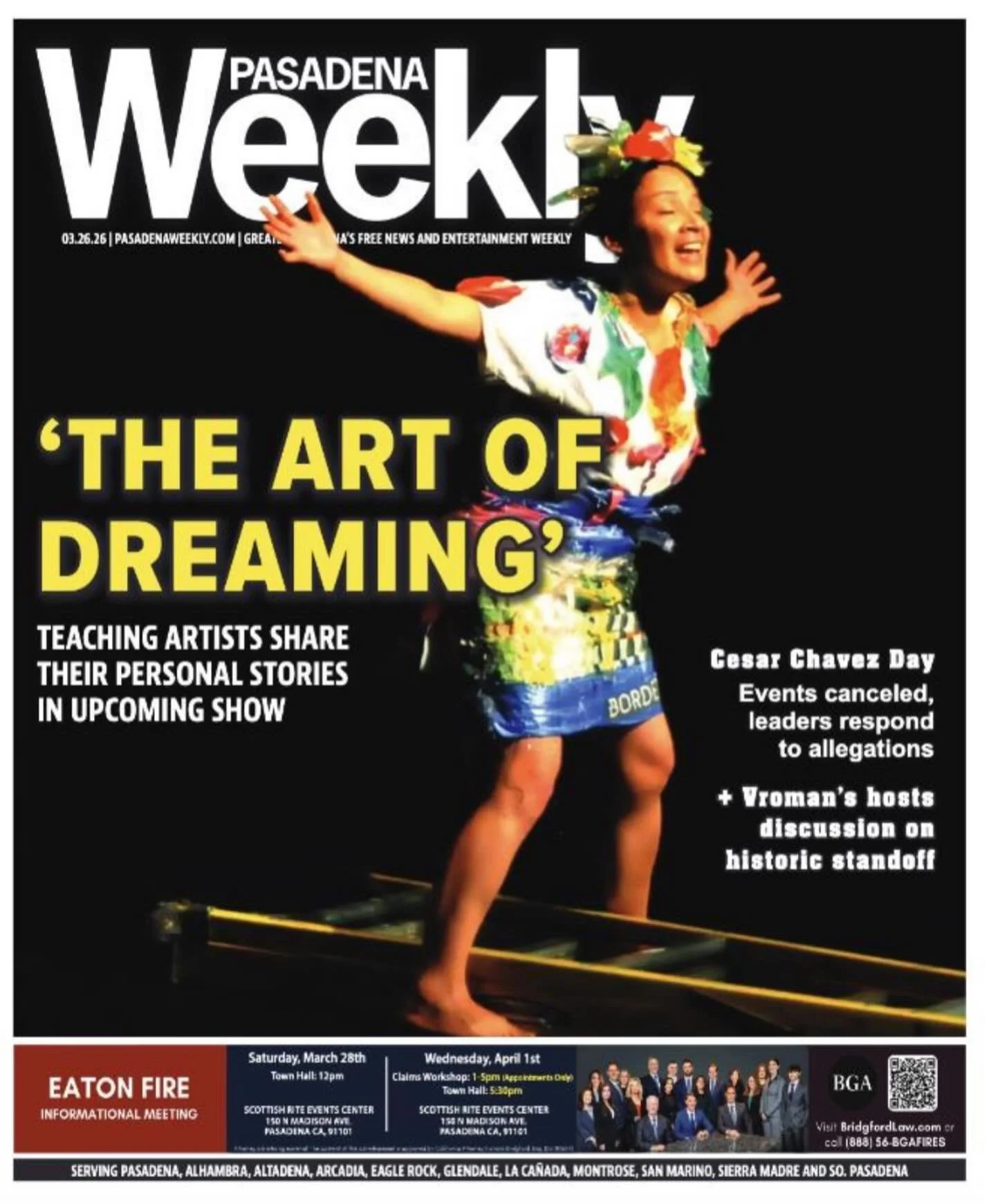 &ldquo;THE ART of DREAMING&rdquo; is the cover story in this week&rsquo;s edition of Pasadena Weekly, featuring a front-page photo of teaching artist and writer-performer Sayda TRUJILLO. You can check the article out at bit.ly/pasadenaweekly-aod

&ld