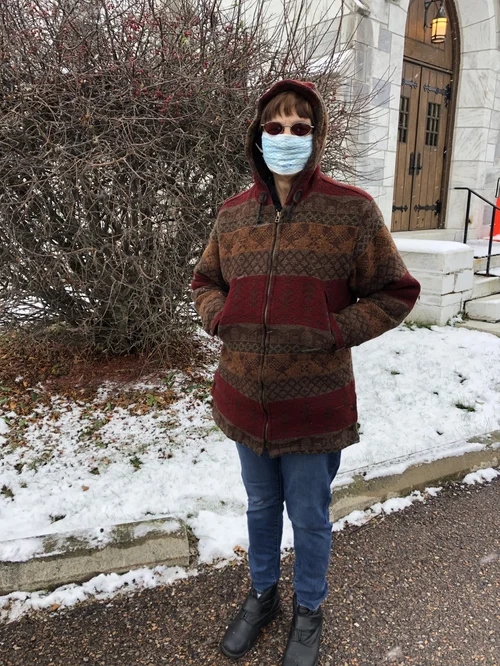 Thelma Lavigne, a Winooski retiree, waits in line to cast her ballot. (Mia Dillon/Community News Service)