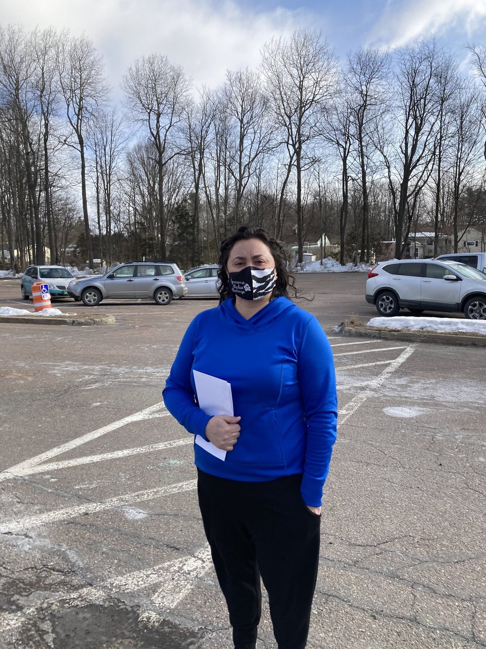 Sarah Childs standing outside Chamberlin middle school in South Burlington before casting her ballot, Tuesday March 2. (Aidan Scanlon/Community News Service)