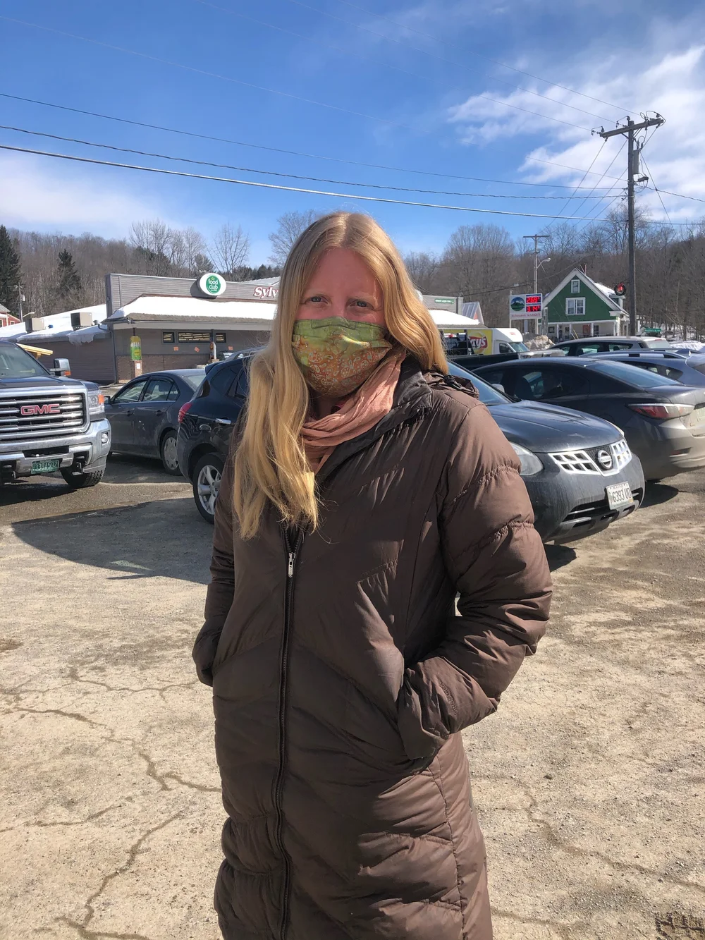Alissa Hardy outside of Montgomery Town Hall after voting by Australian Ballot with her husband. (Lilly Young/Community News Service)
