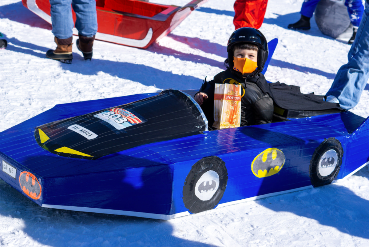  The best design award went to this “Batman” sled. Courtesy Christel Santiago.  