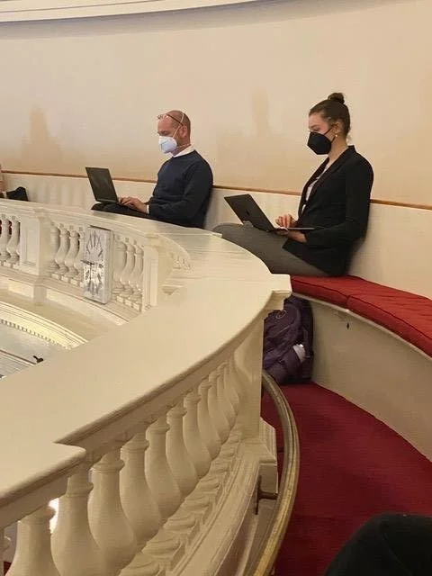  Senior legislative interns Ben Barry (left) and Grace Durant (right).  