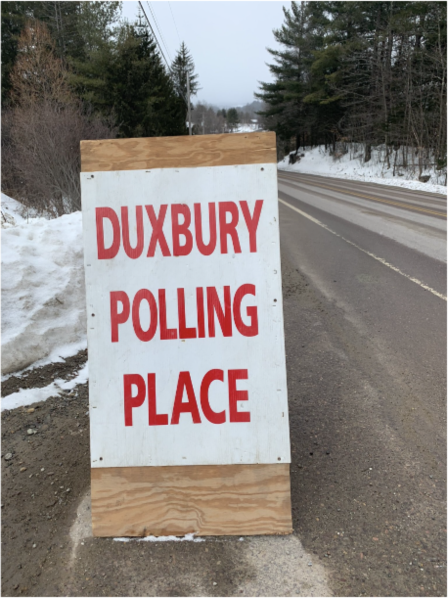  The polling spot sits right along Vermont Route 100. Photo by Lisa Scagliotti   