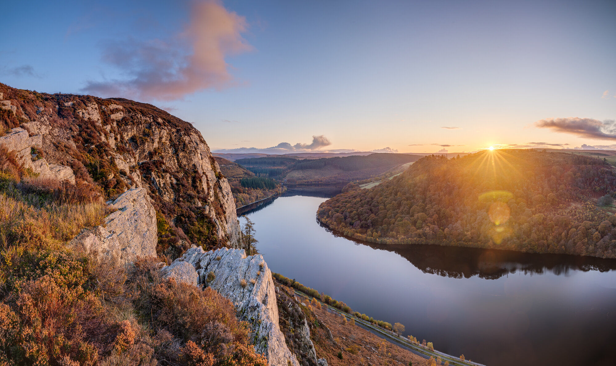 Sunset over the Garreg-ddu Reservoir