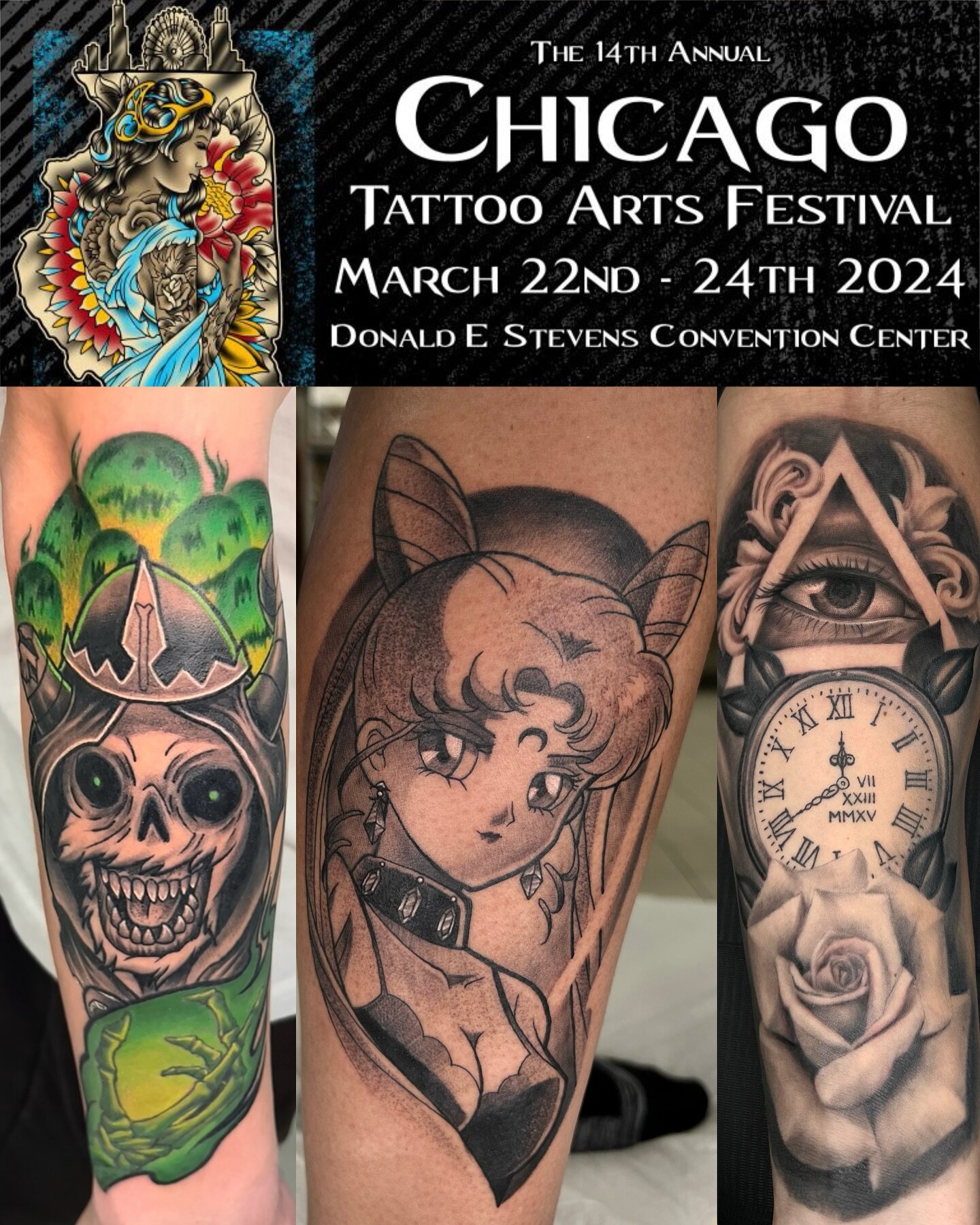 I&rsquo;ll be attending the Chicago Villain Arts Festival this year in March 22nd-24th with @deluxetattoochicago If you want to get tattooed there send me your ideas! I&rsquo;ll also have flash work available. DM me to book and I&rsquo;ll see you all