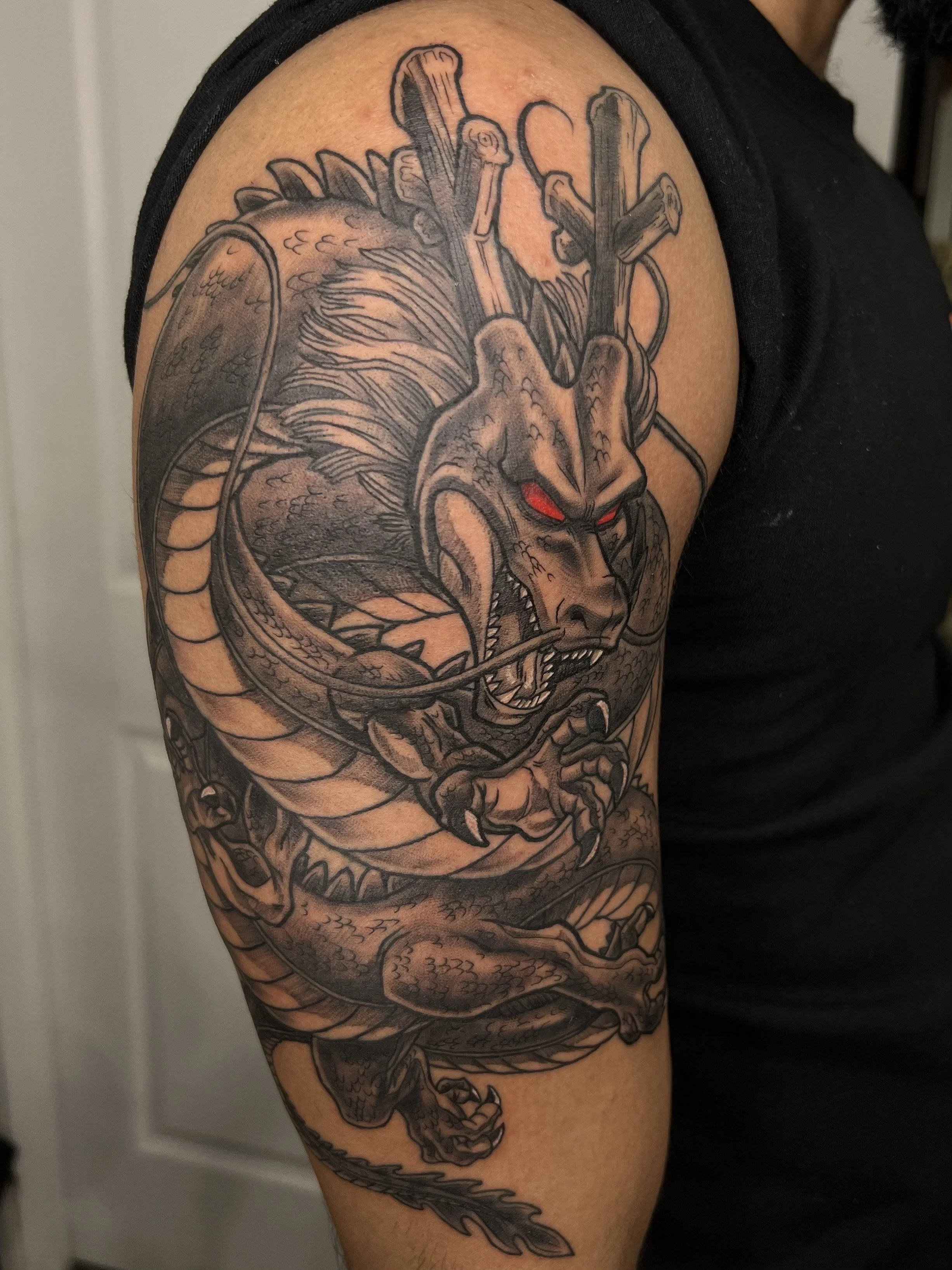 Shenron Dragon Ball Shoulder Tattoo | David Exile