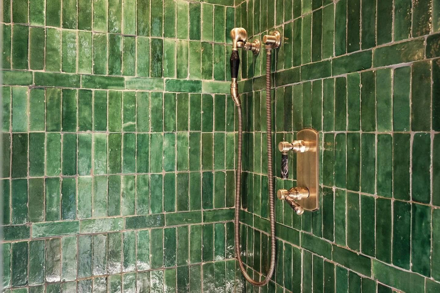 Hand picked piece by piece beautiful @zia_tile, kissed by @phylrich gold fixtures. Dreamy combo ✨