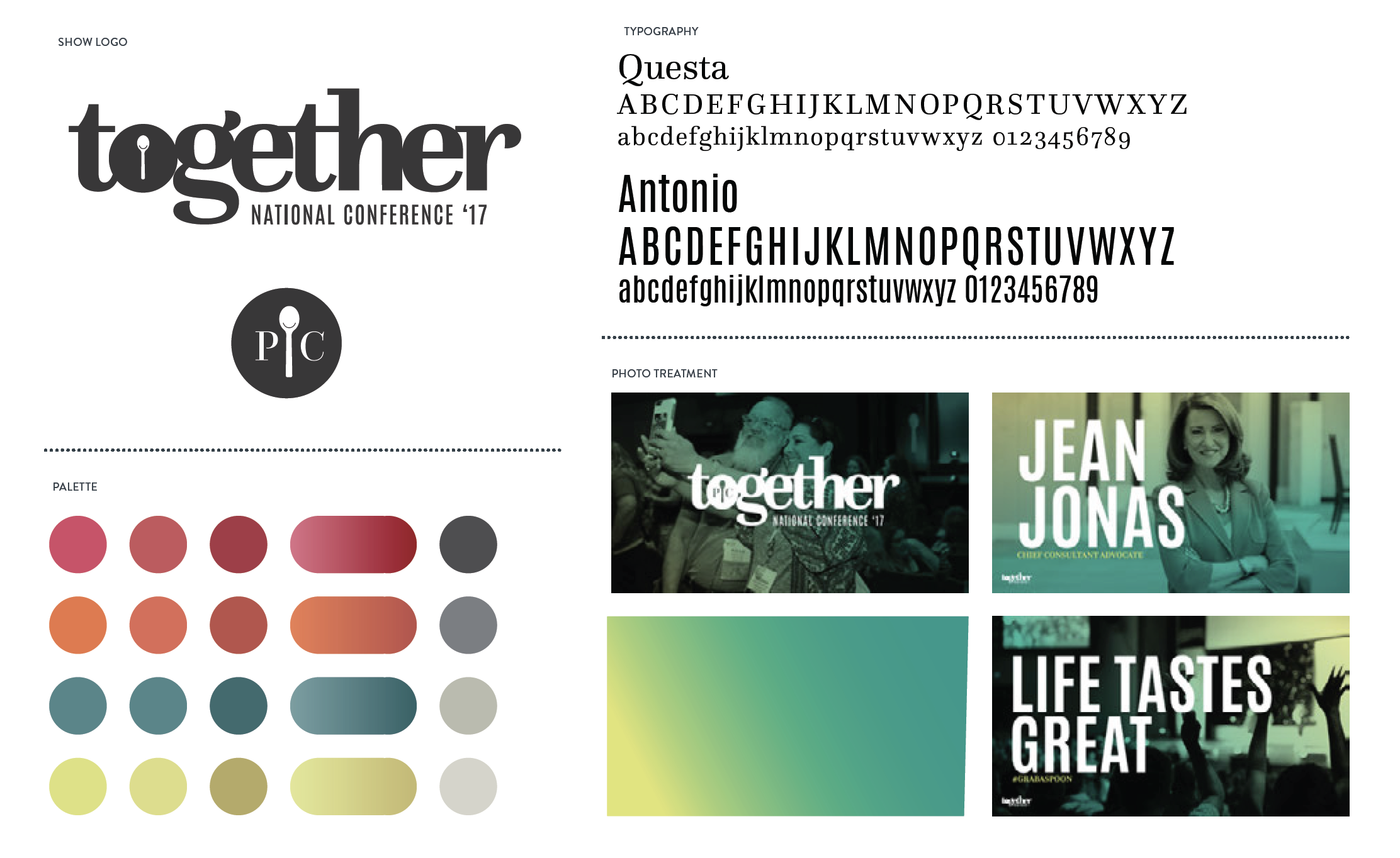 Here is a selection of the speaker support looks that I designed.