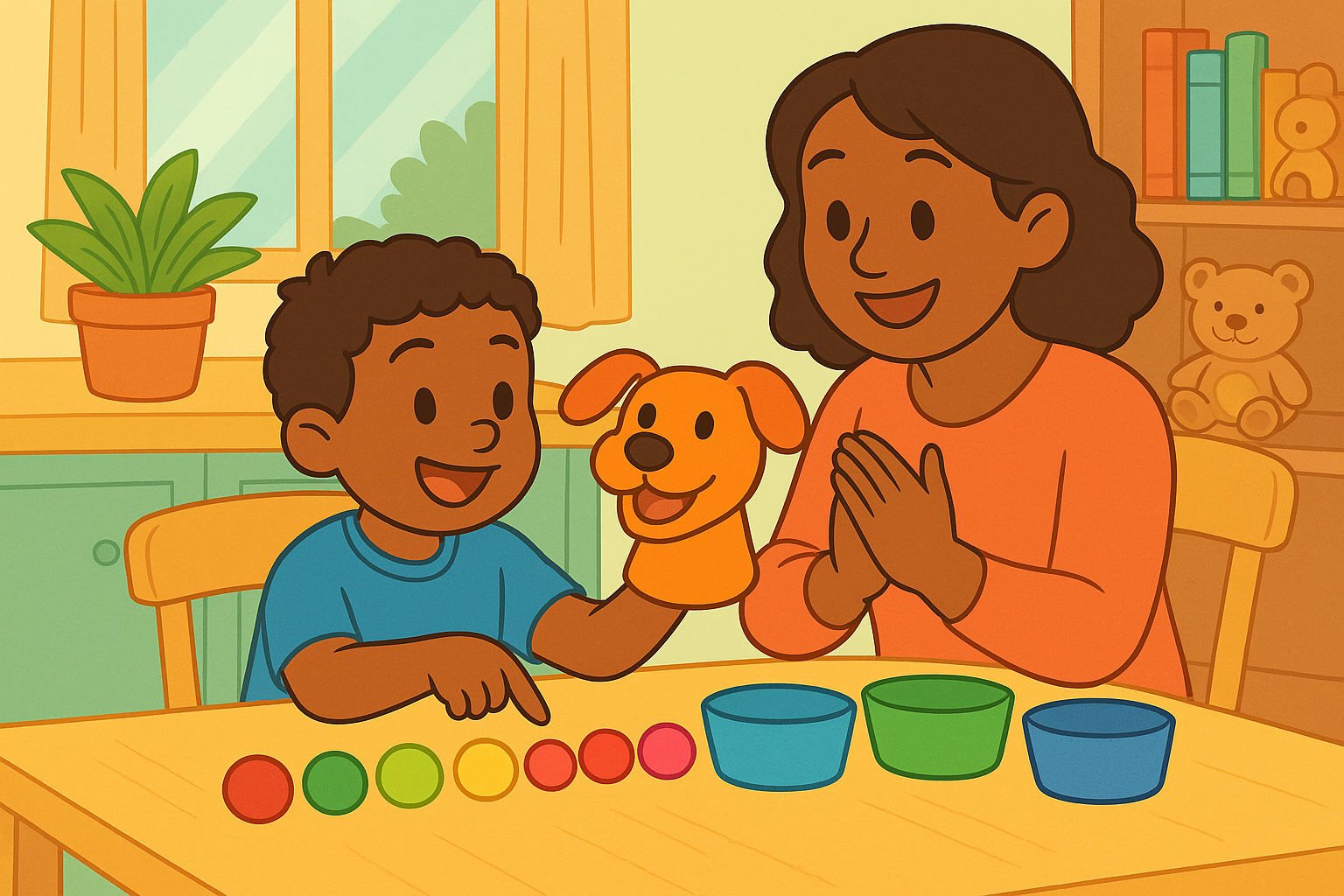 Using Puppets to Teach Counting and Colors
