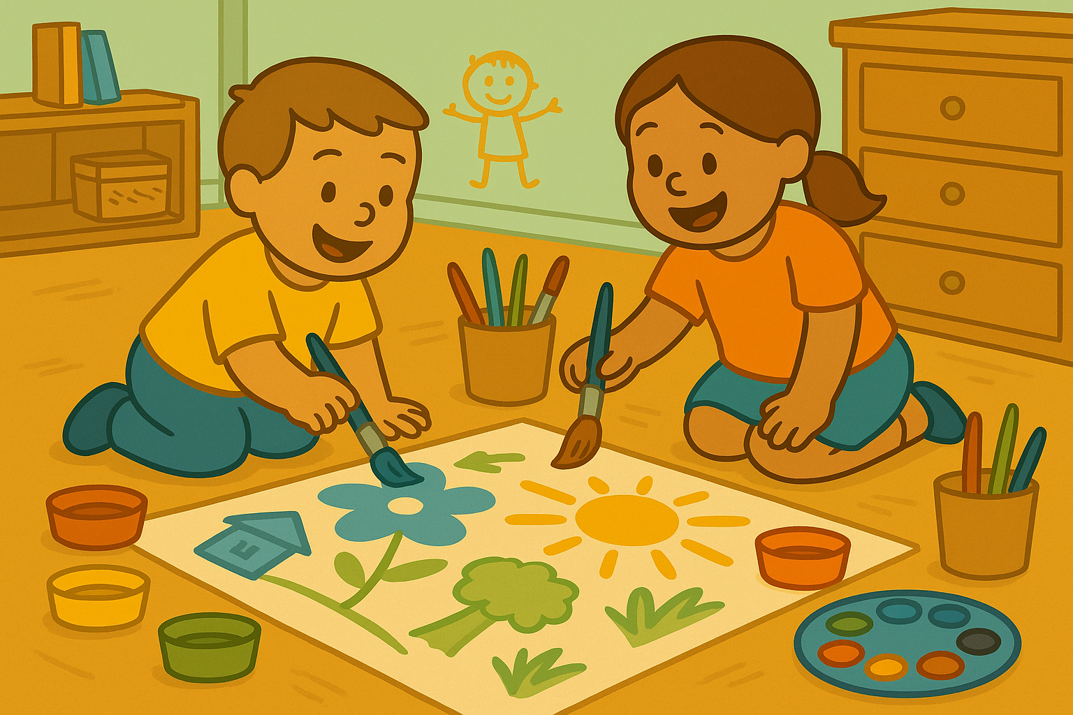 Encouraging Cooperative Art Projects for Siblings