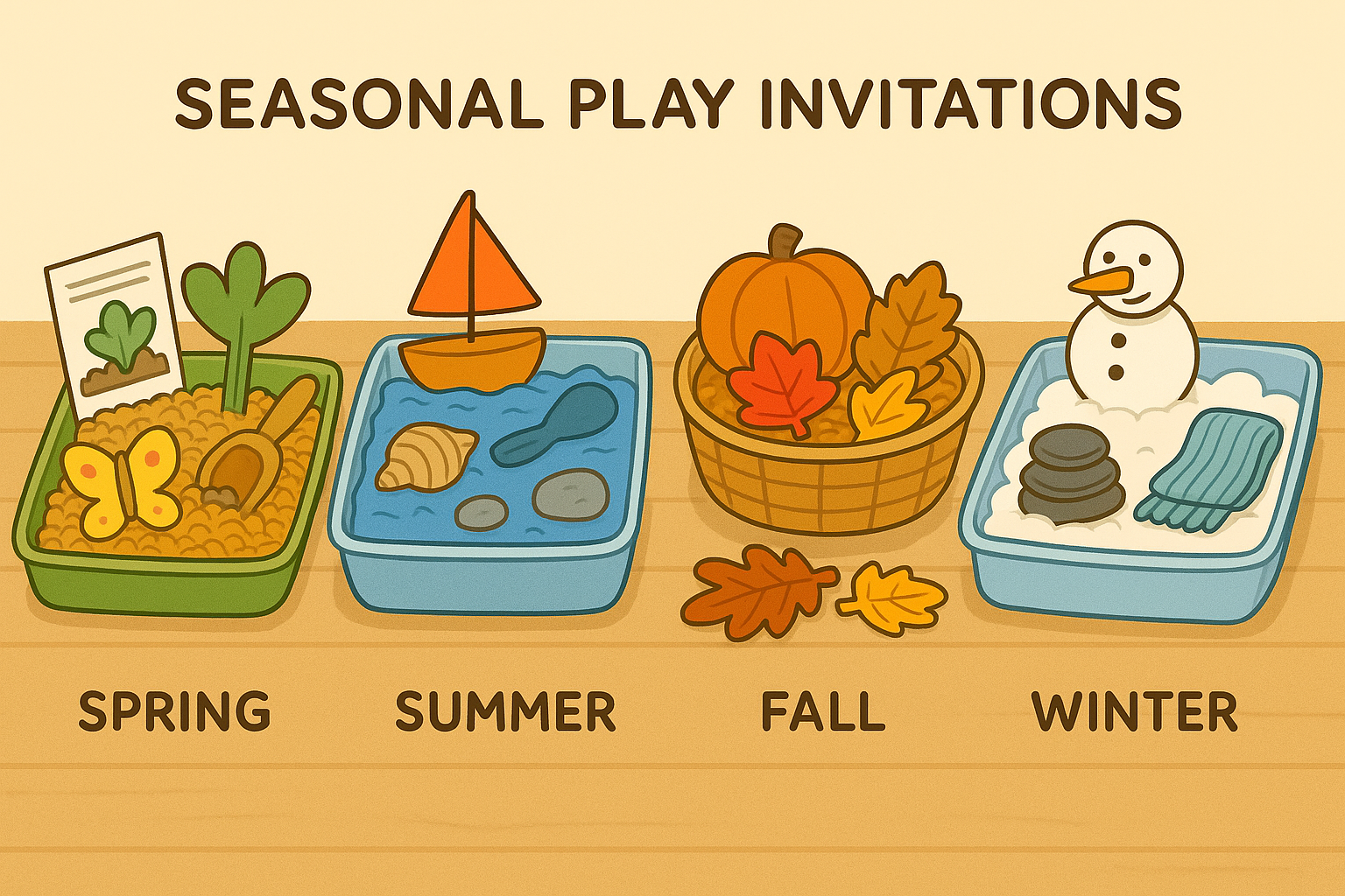 Crafting Seasonal Play Invitations (Spring, Summer, Fall, Winter)