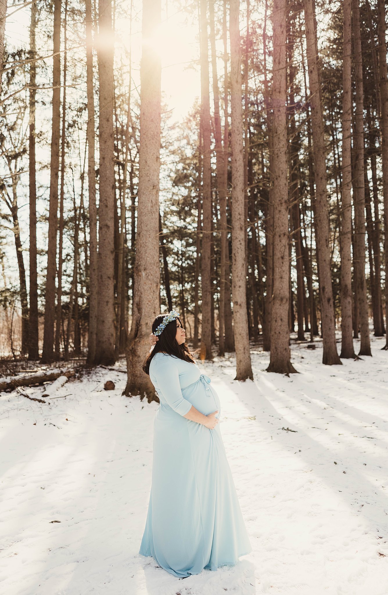 Snowy, Winter Maternity Photos, Stony Creek Metropark
