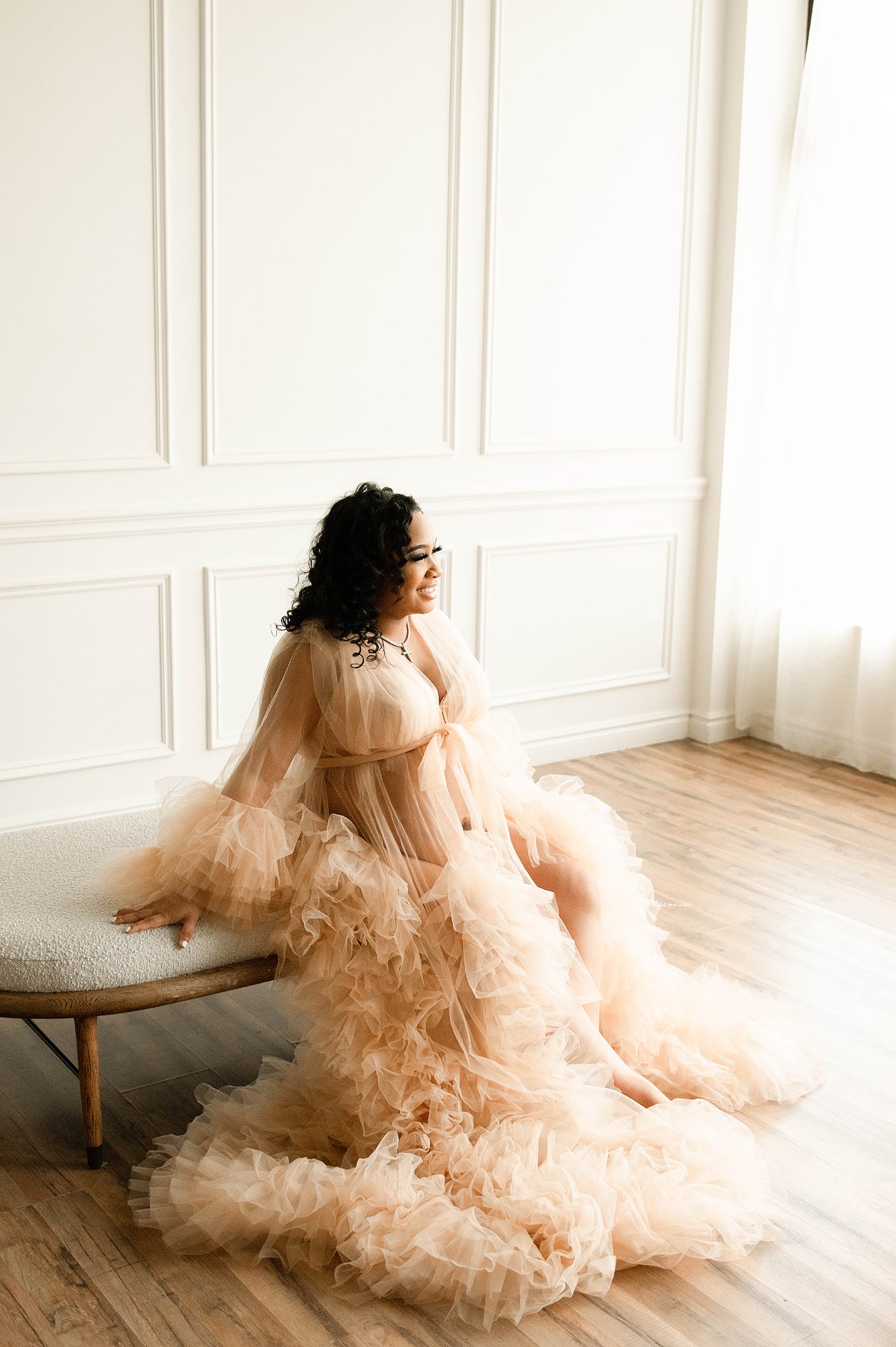 maternity tulle robe for photoshoot