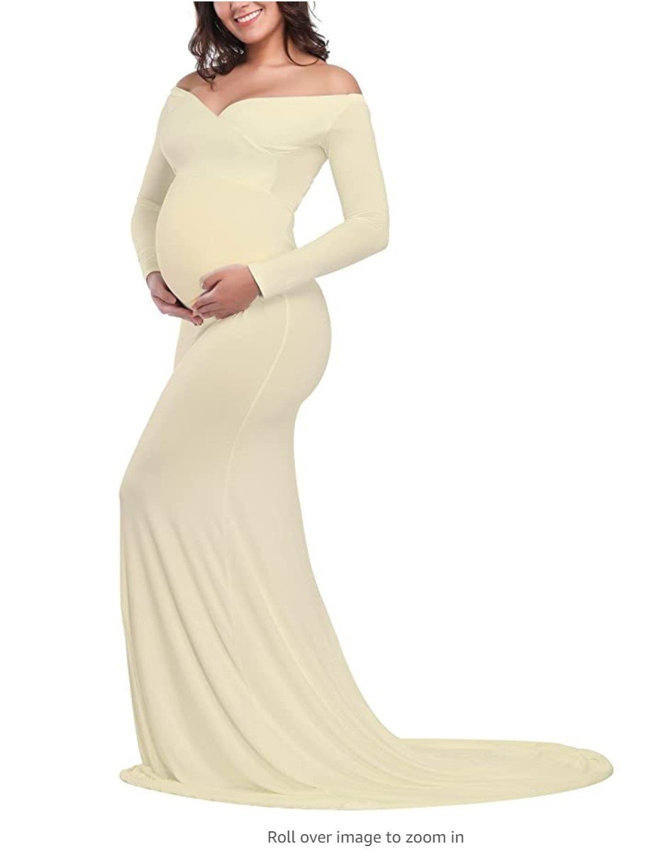 ivory long sleeve maternity dress