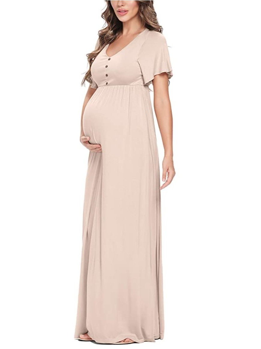 cream color casual maternity dress