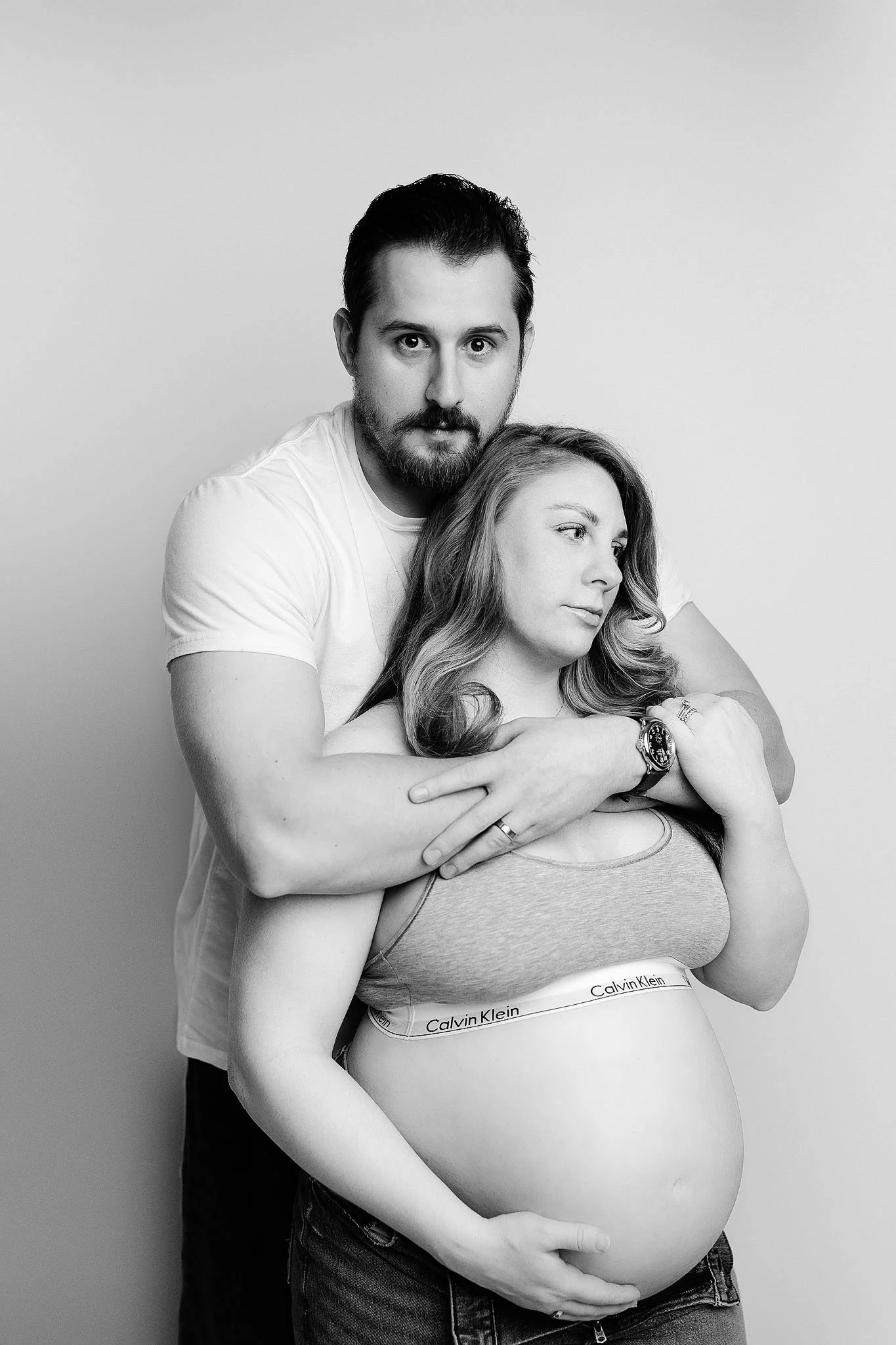 in-studio maternity calvin klein photo shoot rochester michigan