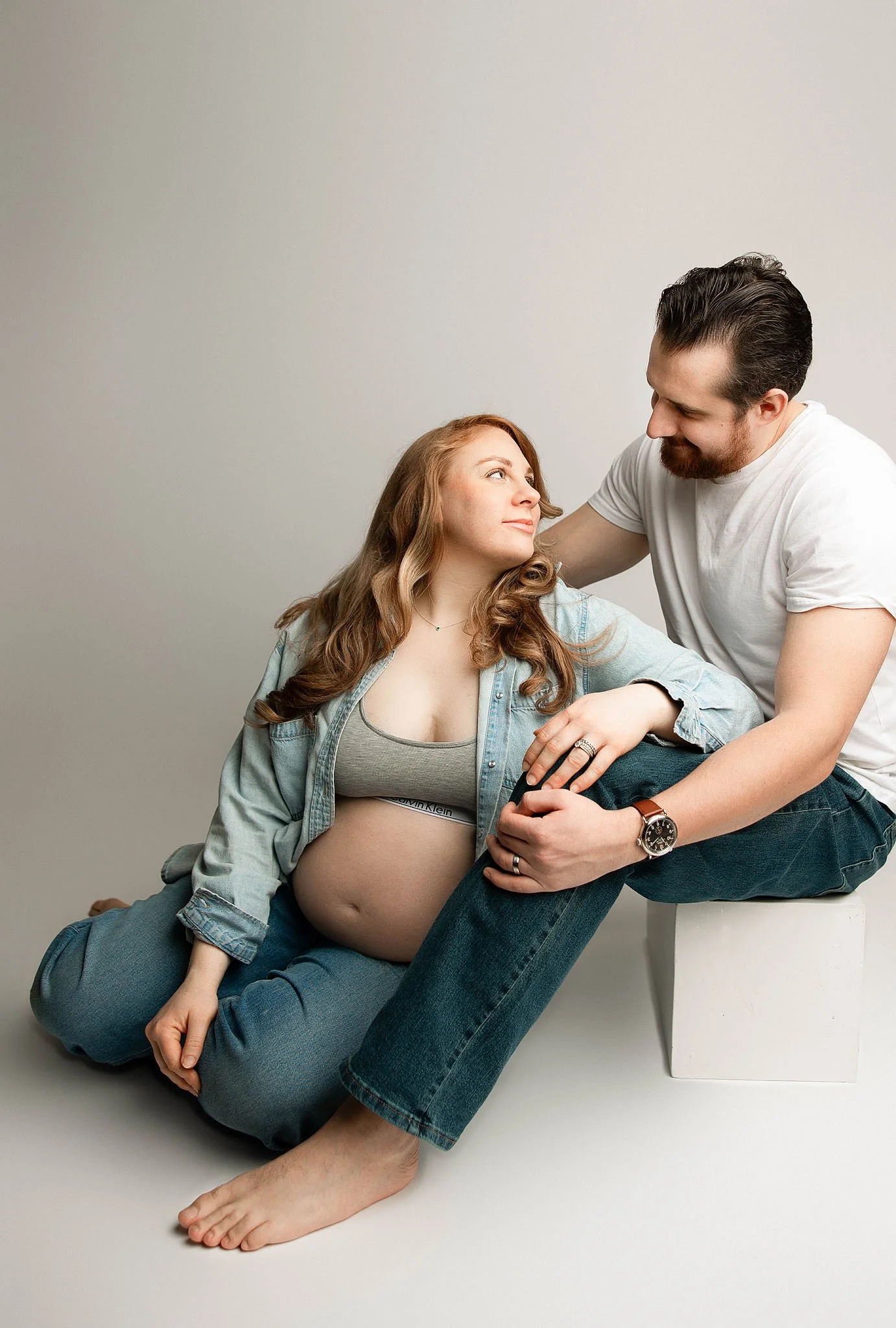 maternity session with calvin klein bra rochester michigan
