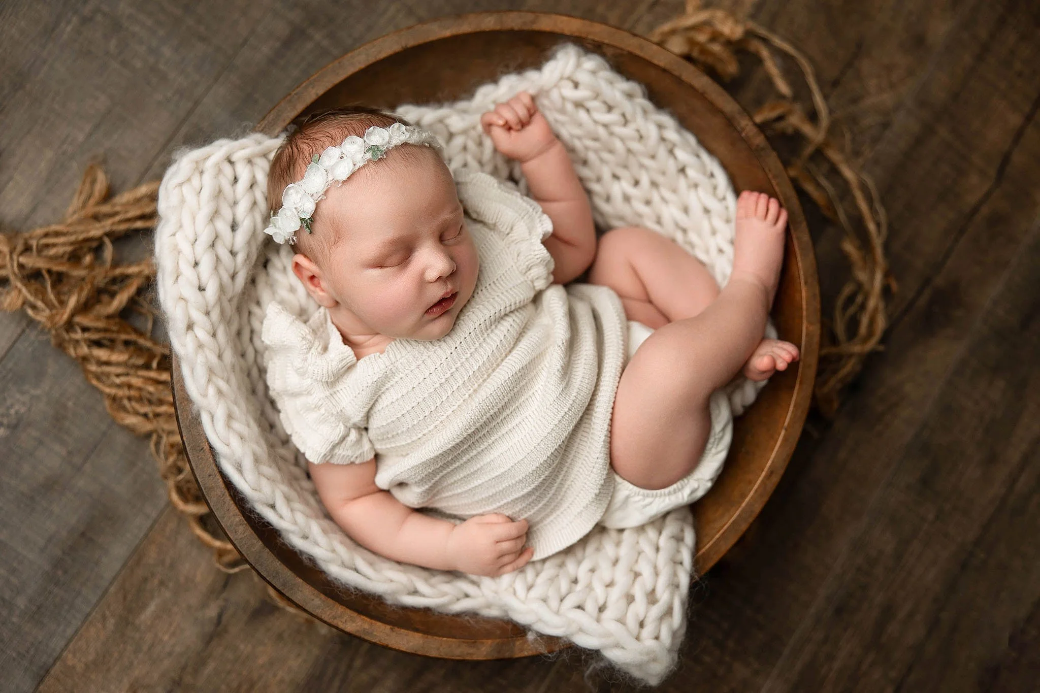 Sleeping newborn baby photographed in Metro Detroit photography studio