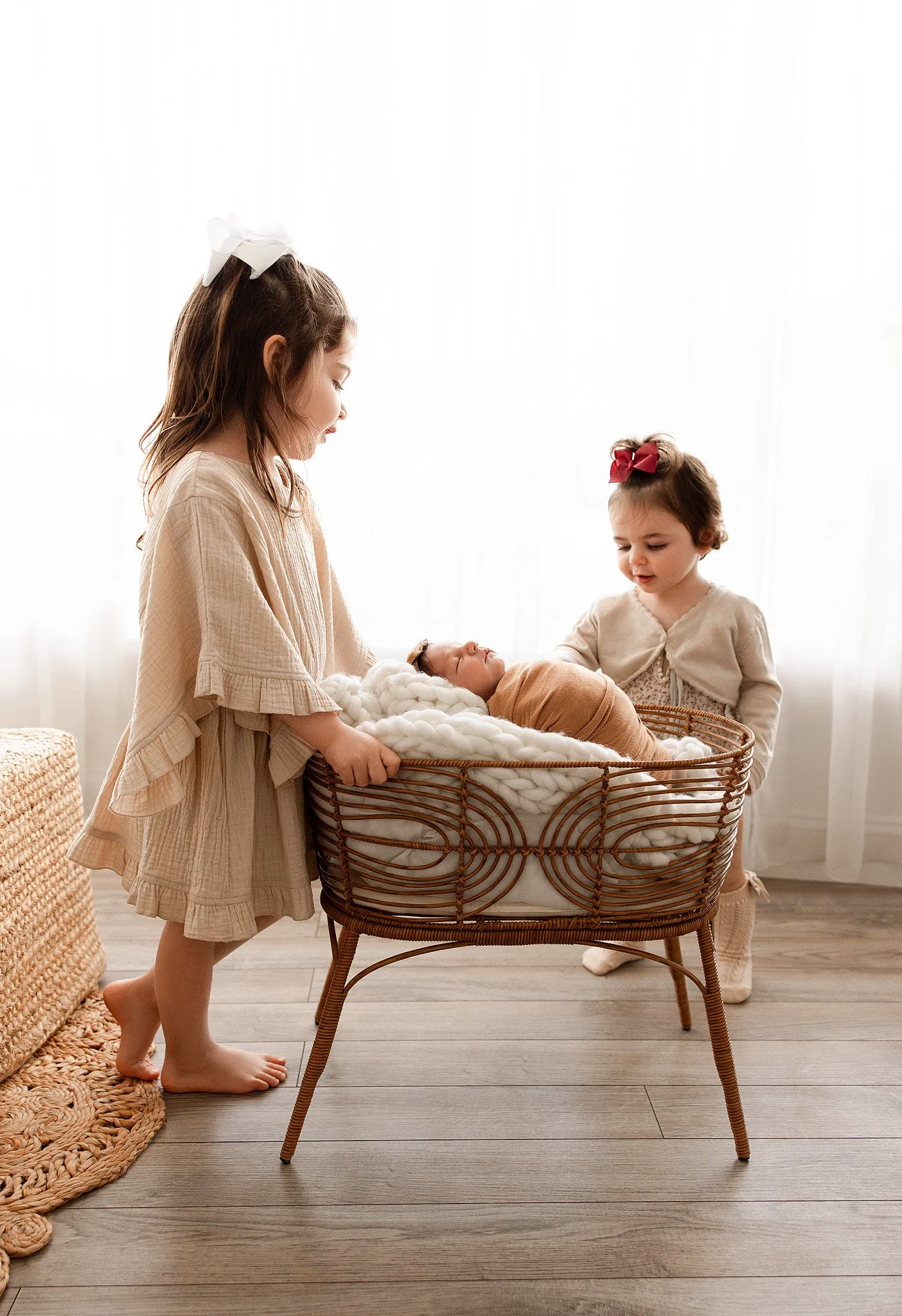 Detroit newborn session family portrait with toddler and baby