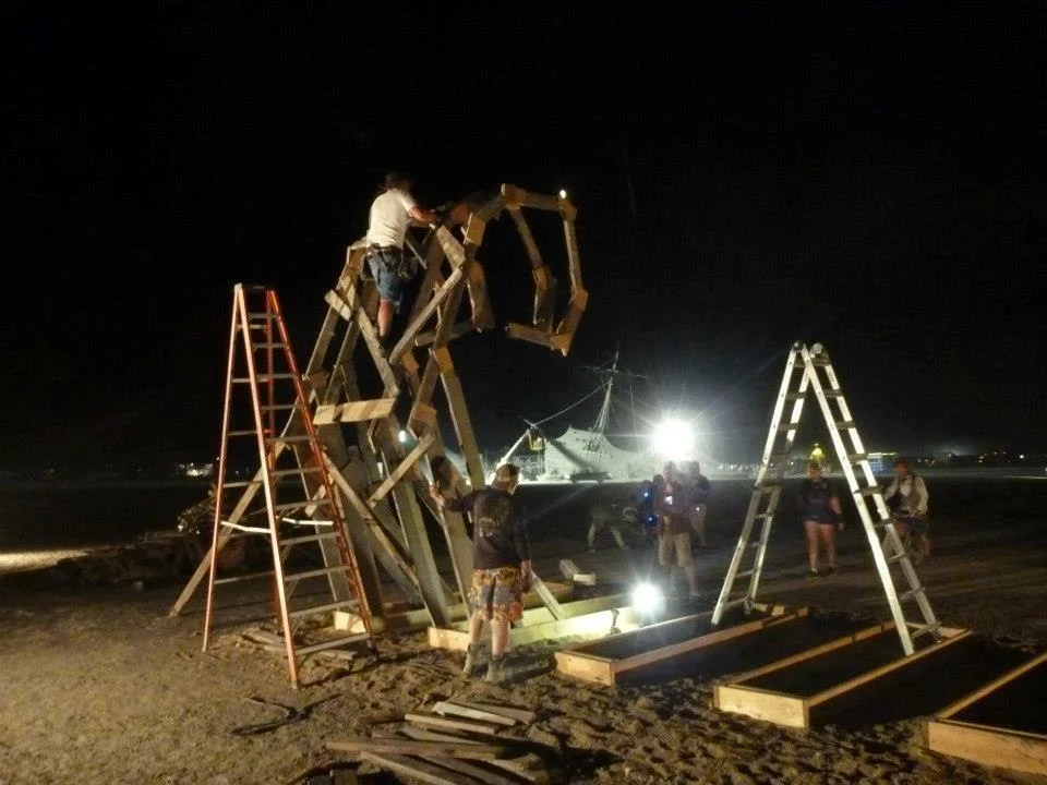 Erecting Wave Frames First Night