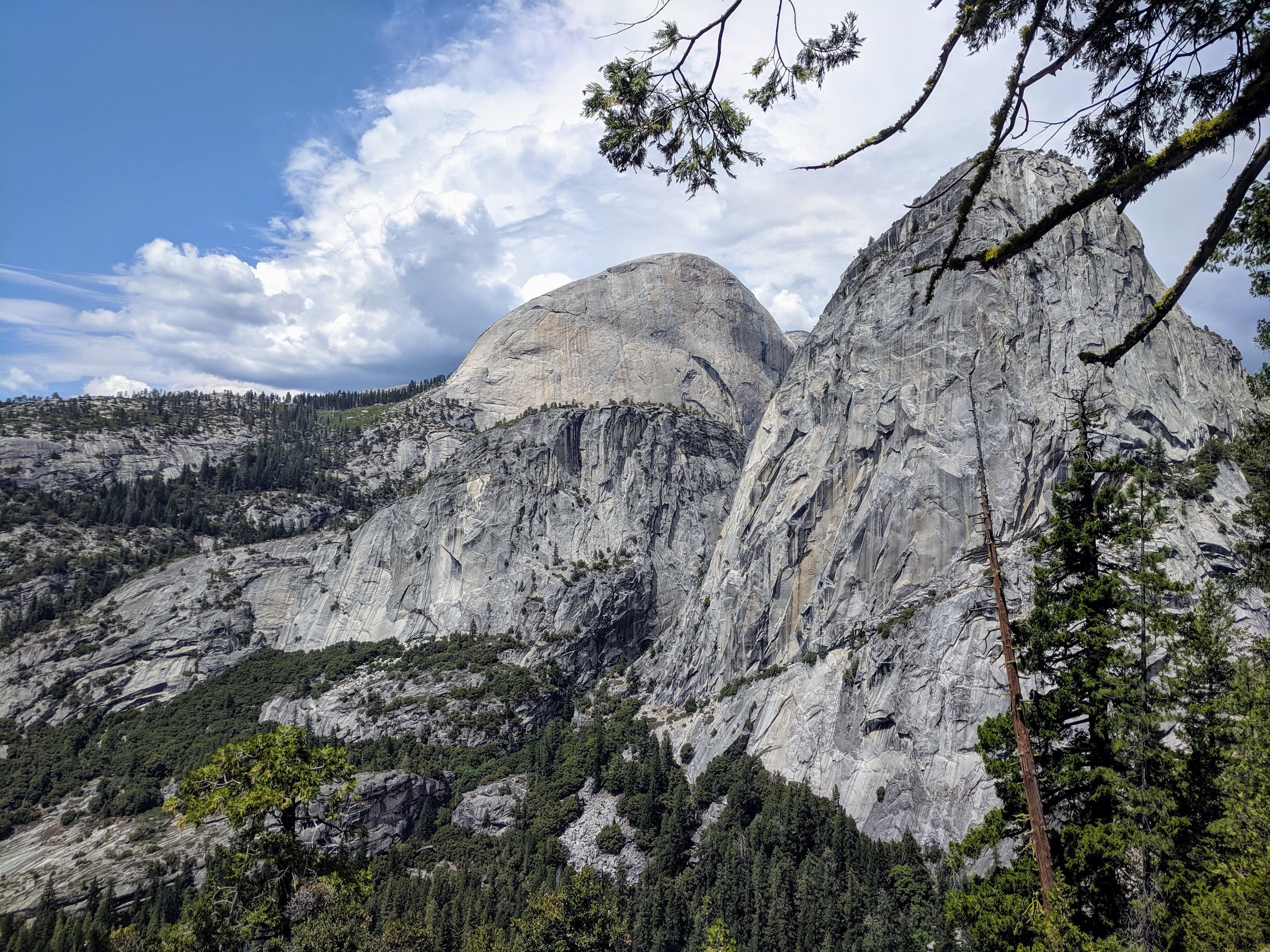  Half Dome (left) and Liberty Cap as seen from John Muir Trail in Yosemite. 
