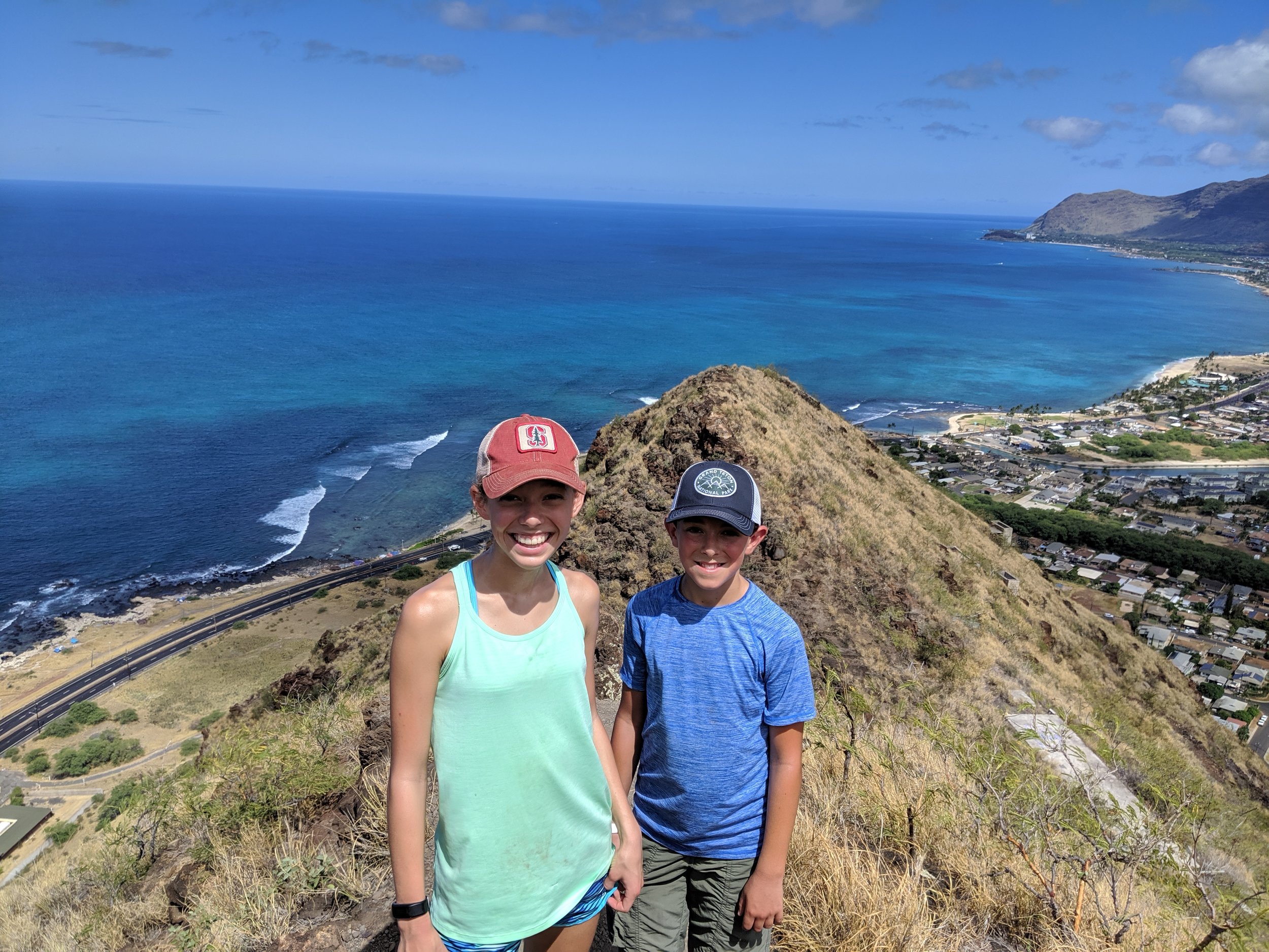  Ada and Jackson at the top of Gorilla Mountain, Waianae. 