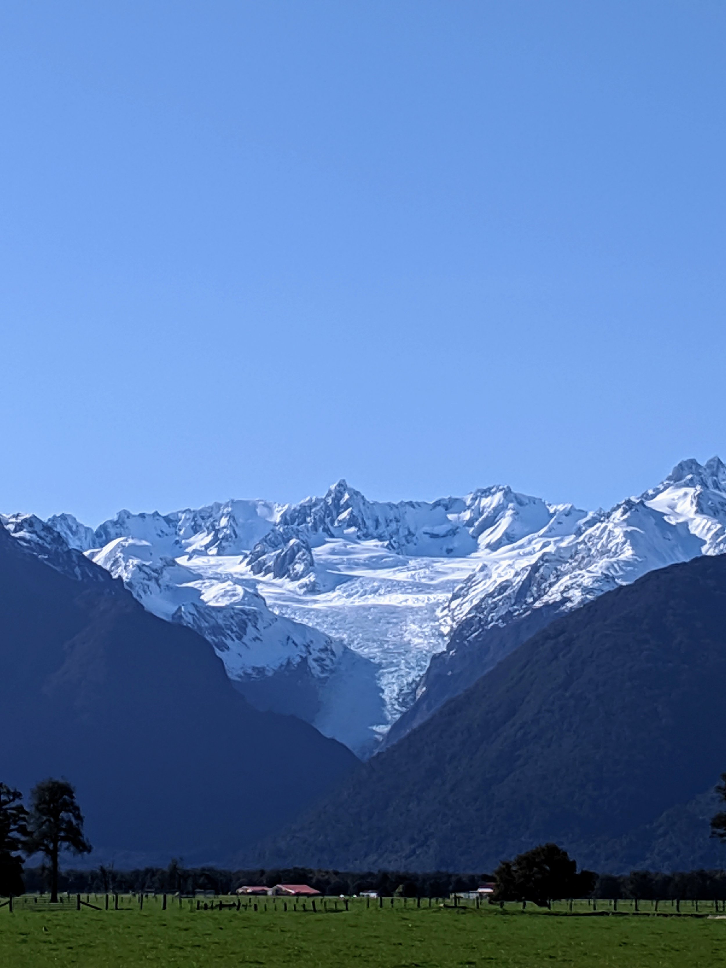  Fox Glacier as seen from the town named after it. 