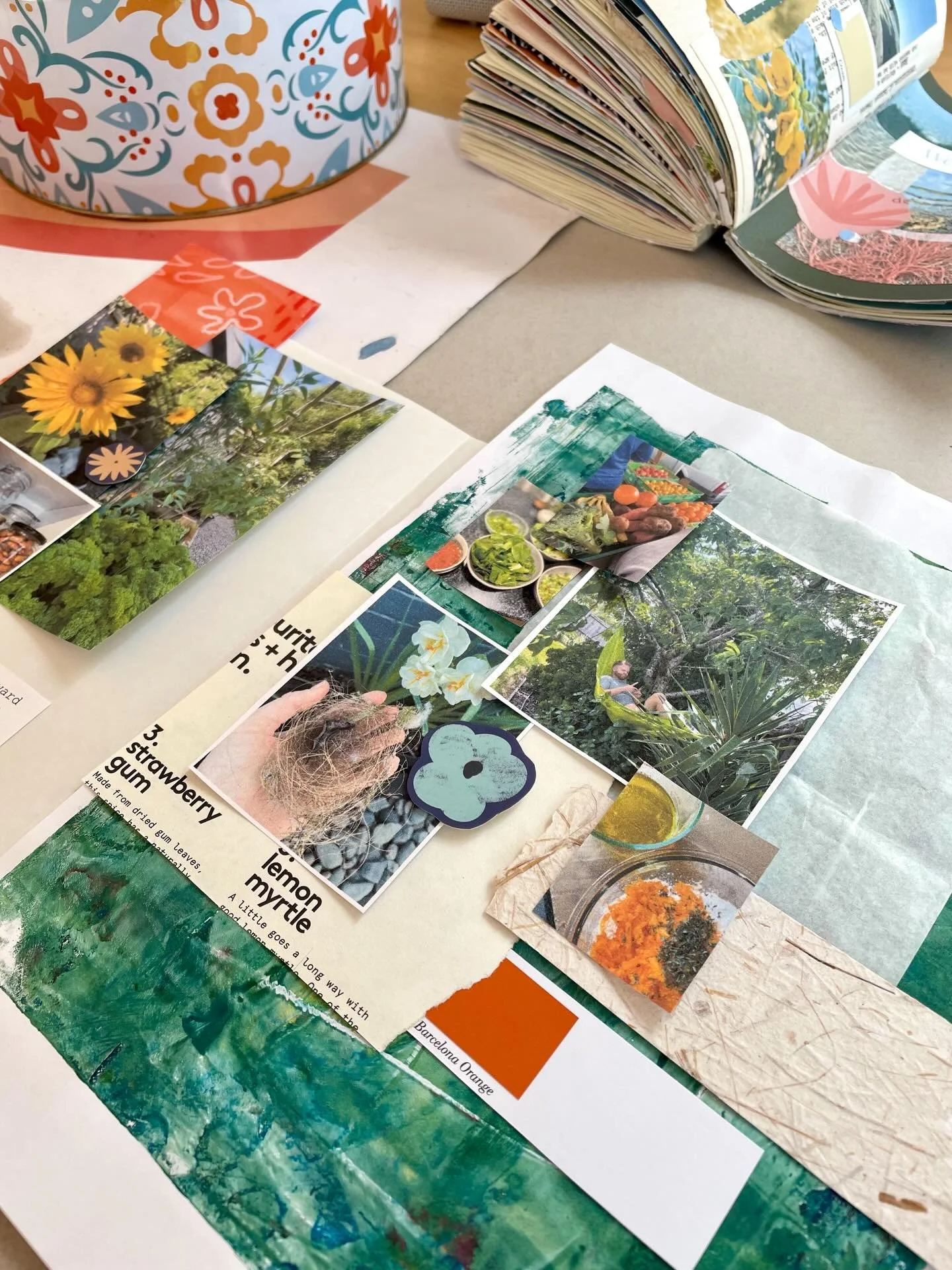 This collage celebrates simple joys like buying fruit from the local market, making pumpkin bread on a Sunday afternoon or reading a book in our hammock. 

It also captures the wonder of our garden. I used to think gardening was for retirement. Start