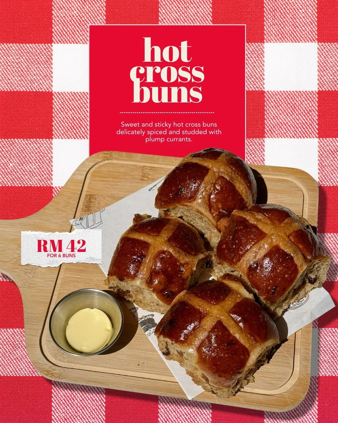 🐇 A seasonal favorite, just in time for Easter! Our fluffy hot cross buns are back. 👀🥚

Pre-order now via WhatsApp or online (link in bio). Collect Monday, 23/3! 💫