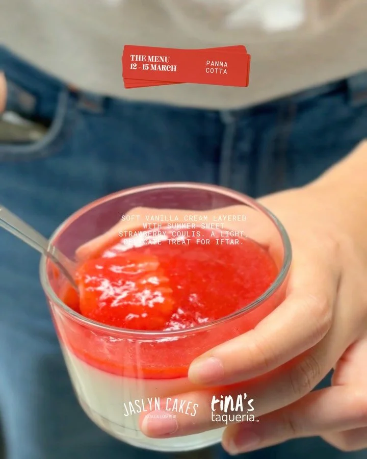 💃🏽💥 JASLYN CAKES x TINA&rsquo;S TAQUERIA, A Ramadhan Pop Up, 12 to 15 March!

A big menu reveal: new creations from @tinastaqueria and Jaslyn Cakes! Dine in and enjoy a tasting platter of our Raya cookies.

12&ndash;15 March | 6PM&ndash;10PM Jasly