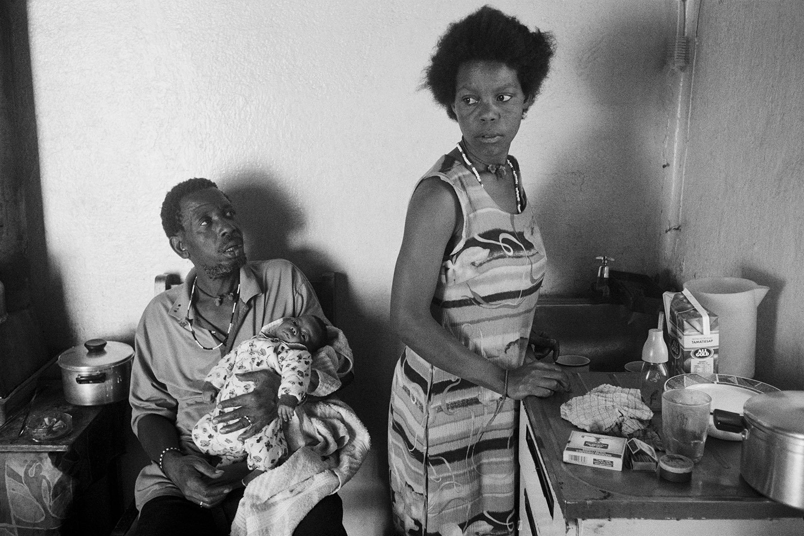  Ishmael, Karabo (son) and mother, Happy Loatle at home. White City Jabavu/ 2000 