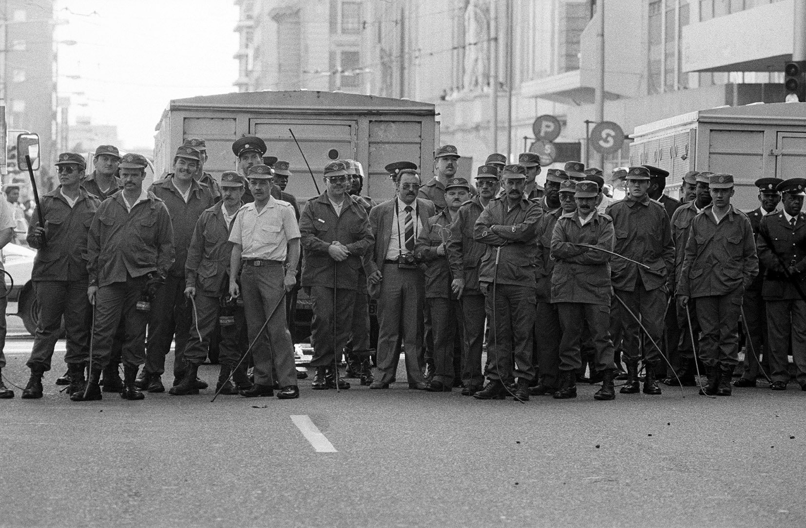  Police with sjamboks, Plein Street/ c.1986 
