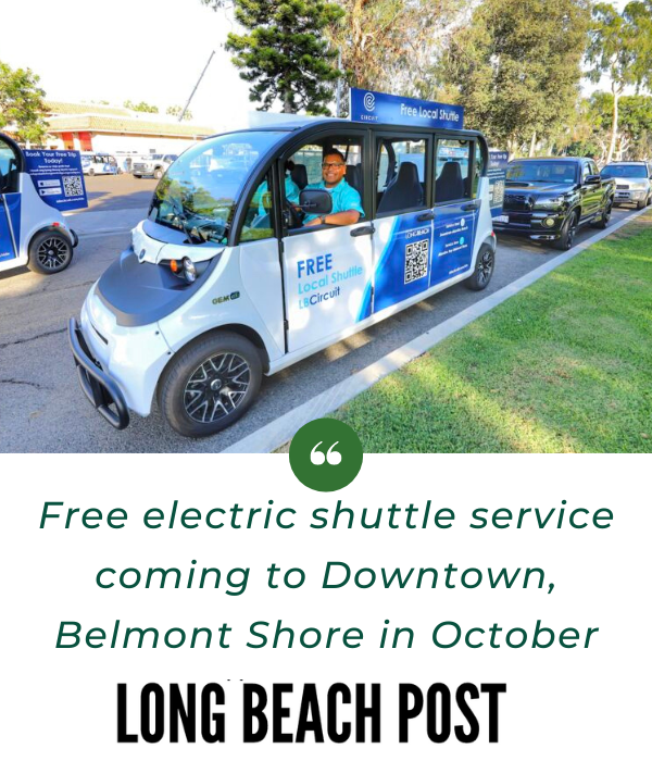 Free electric shuttle service coming to Downtown, Belmont Shore in October