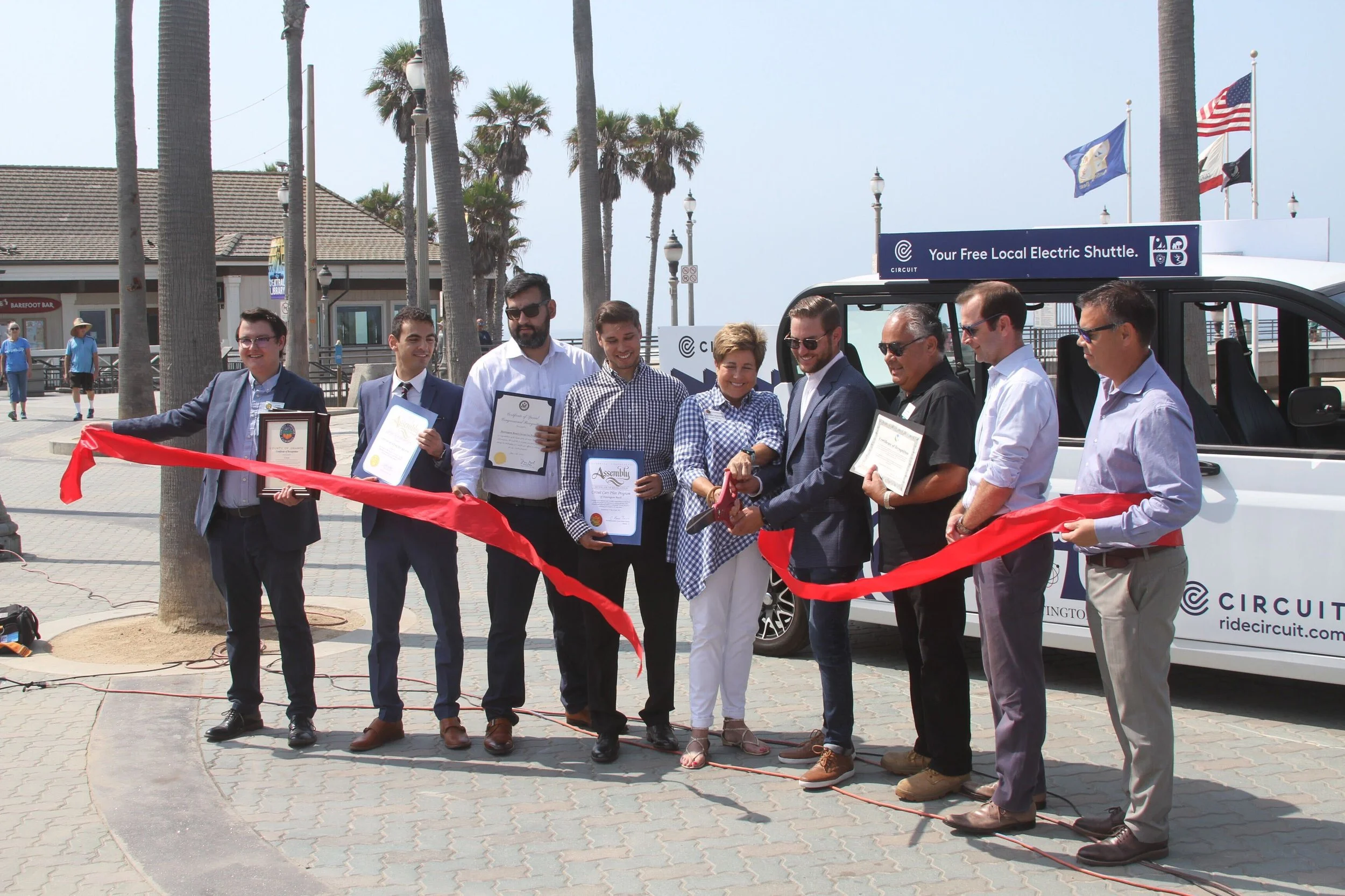 Circuit and City of Huntington Beach do ribbon cutting for service launch