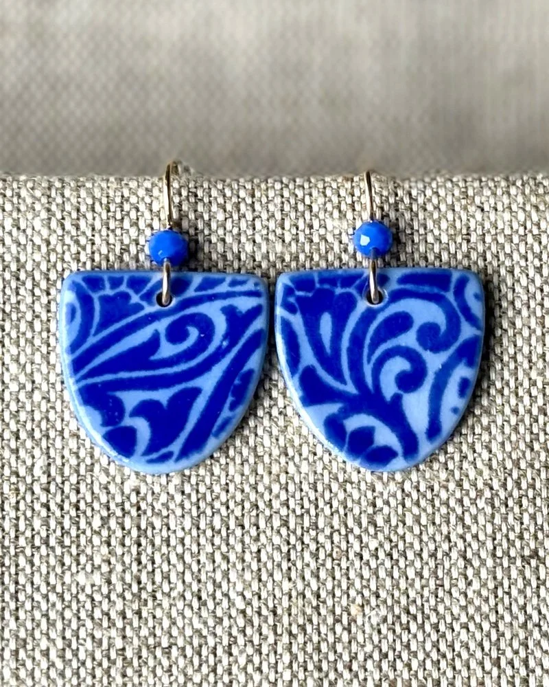 Paisley Print Earrings |  Cobalt
