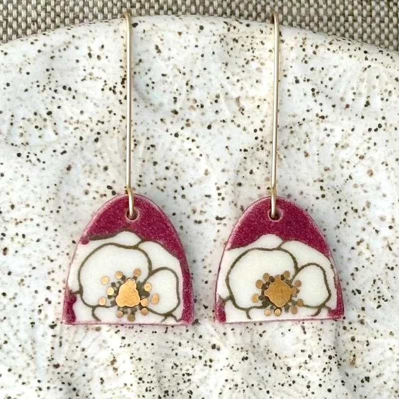 Poppy Earrings | Short Arch | Rose