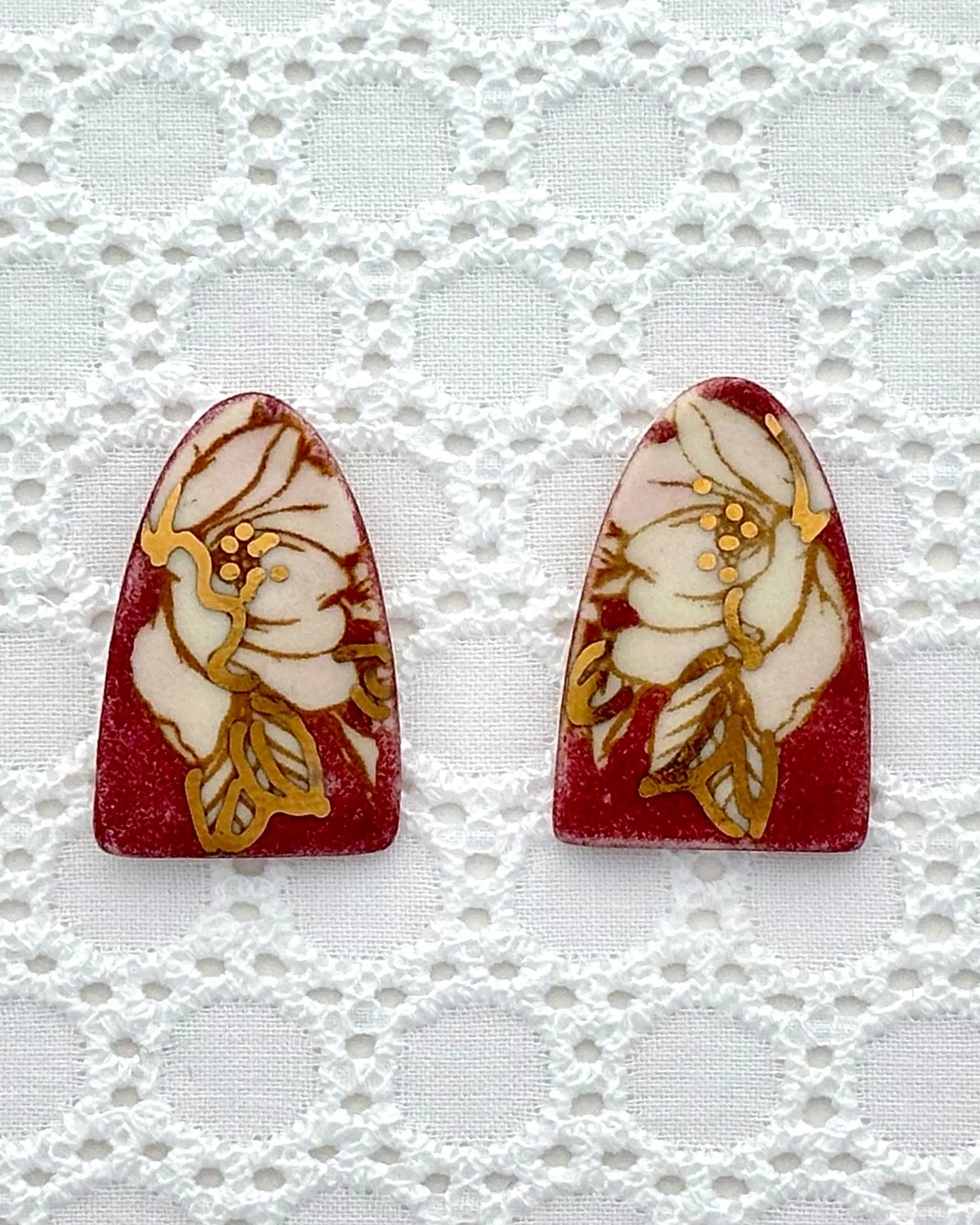 Magnolia Earrings | Tall Arch Studs | Rose