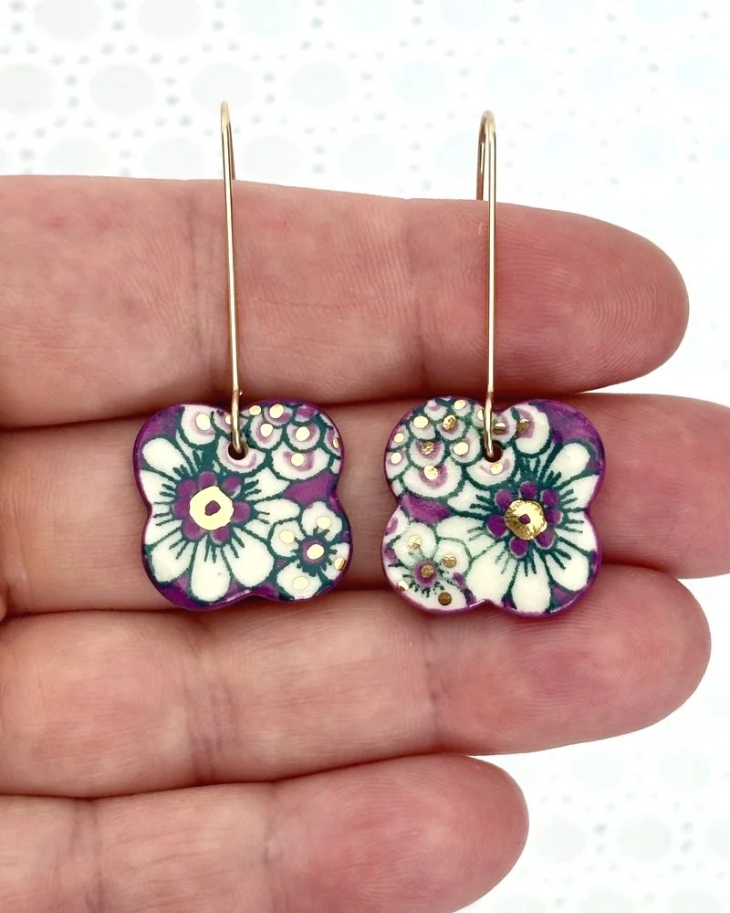 Calico Clover Earrings | Violet