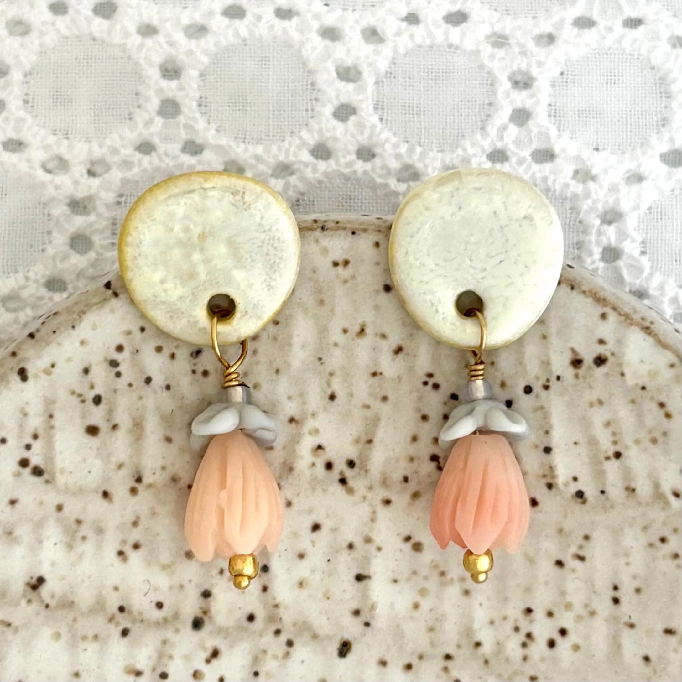 Posey  Earrings | Beaded Stud | Ice