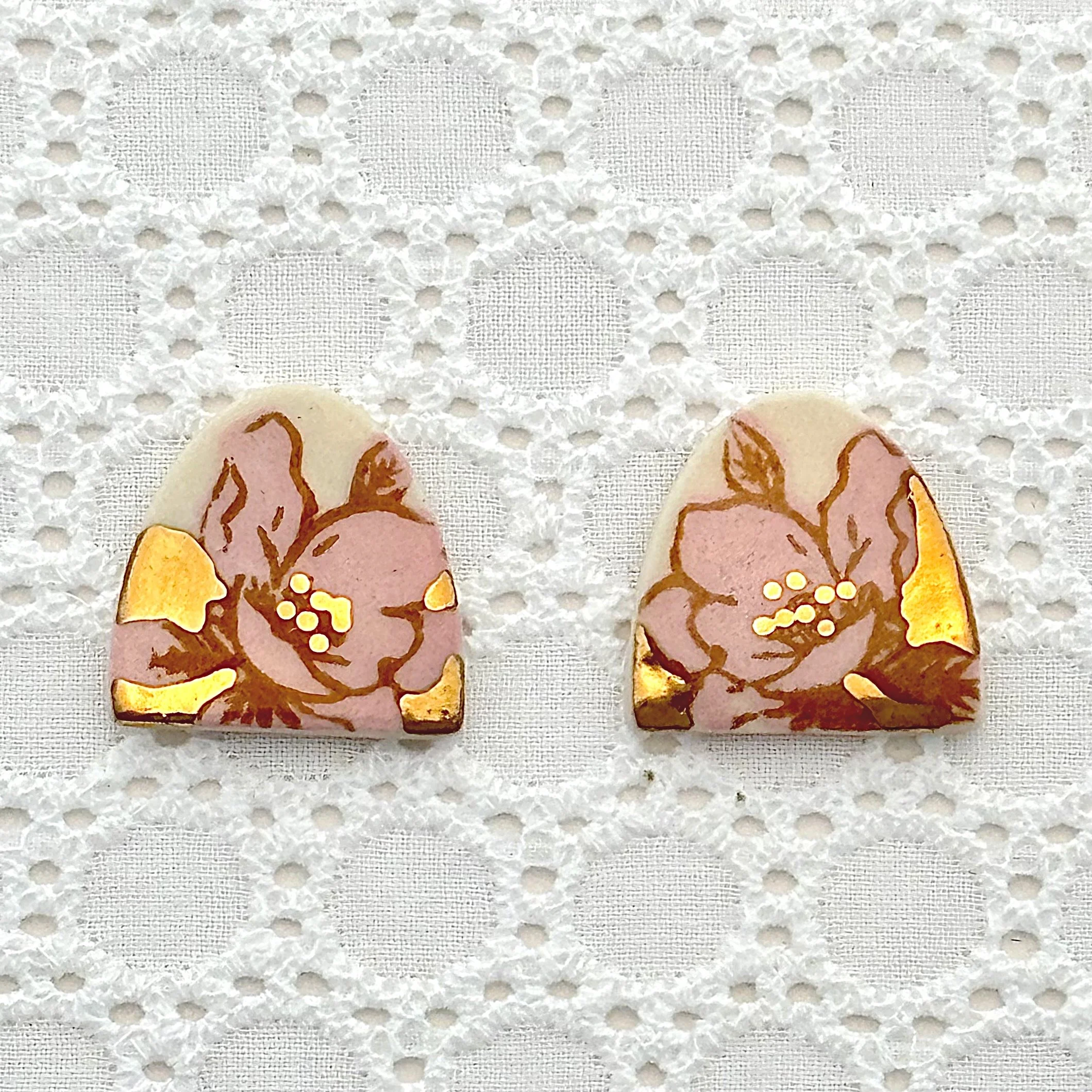 Magnolia Earrings | Short Arch Studs | Blush