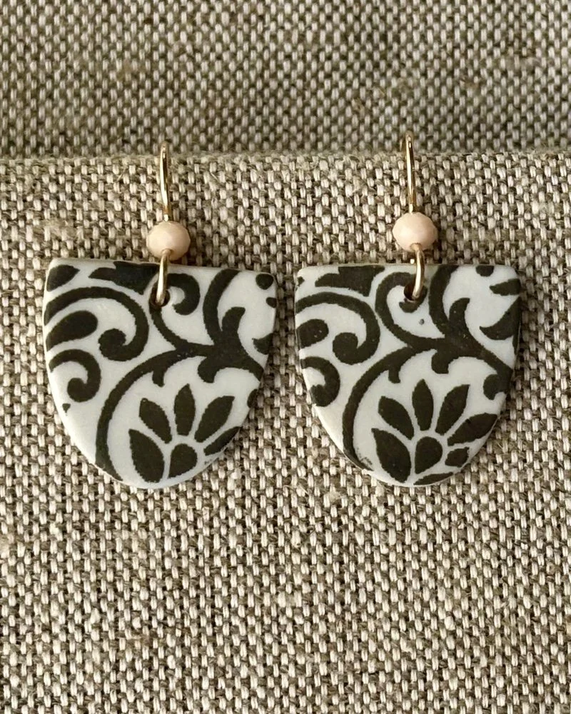 Paisley Print Earrings |  Gray