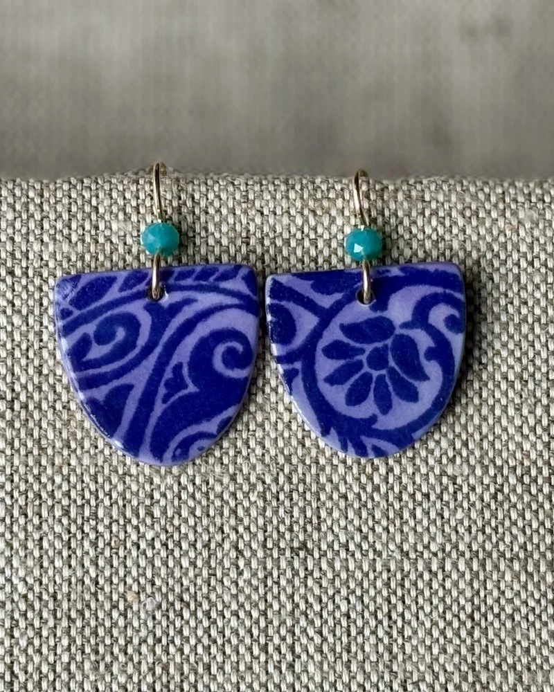 Paisley Print Earrings |  Purple