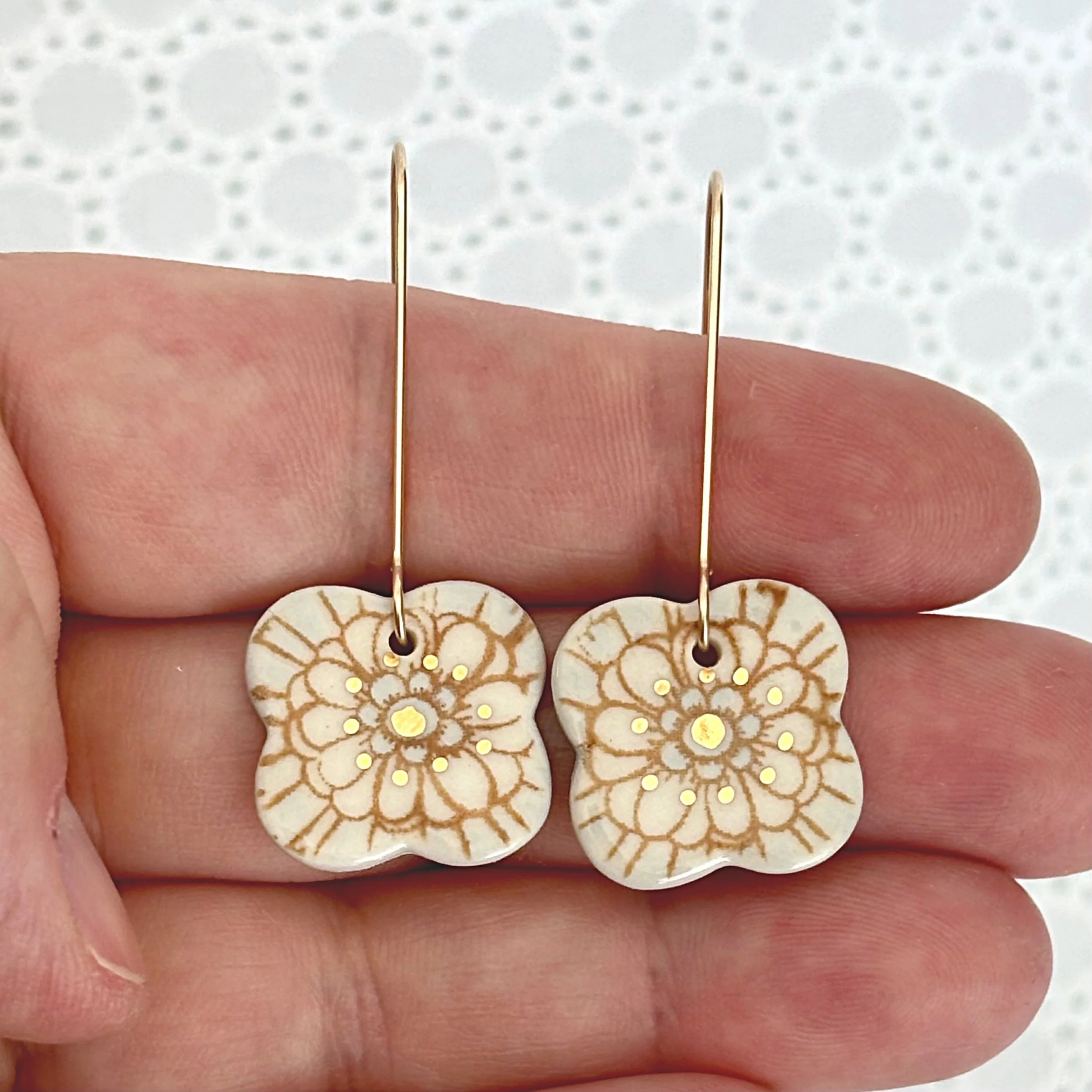 Calico Clover Earrings | Grey