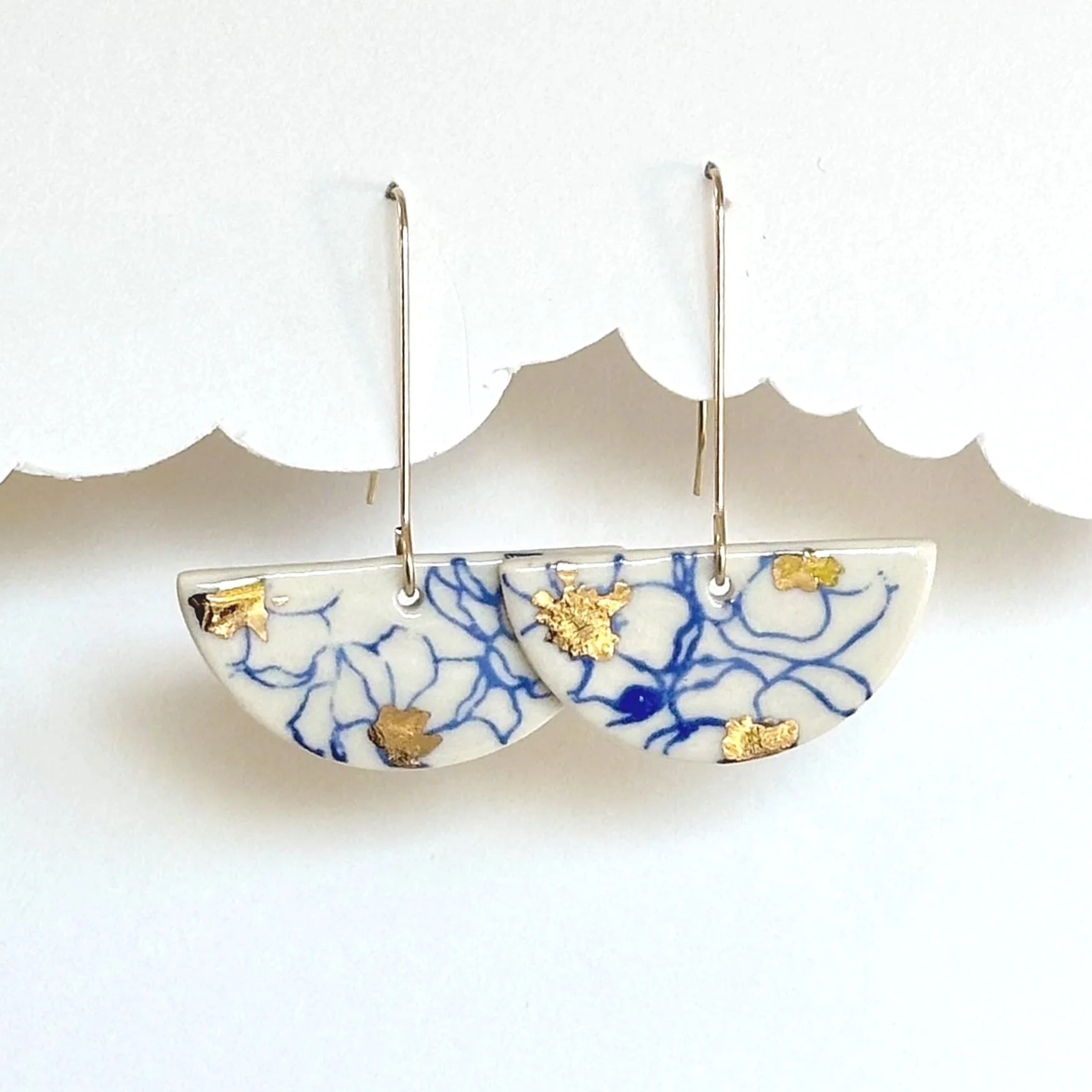 Poppy Print Earrings | Half Moon | Sapphire