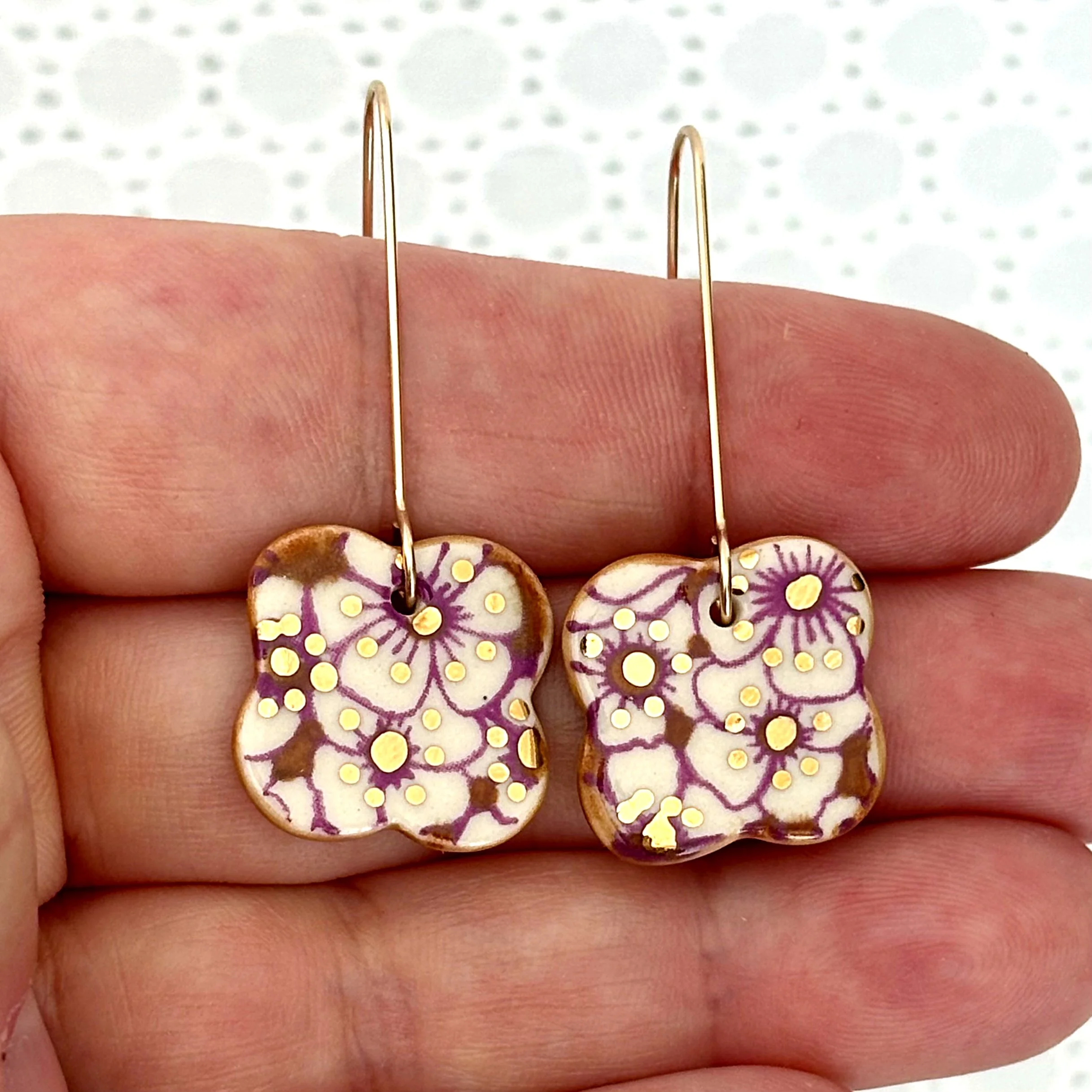Calico Clover Earrings | Cinnamon