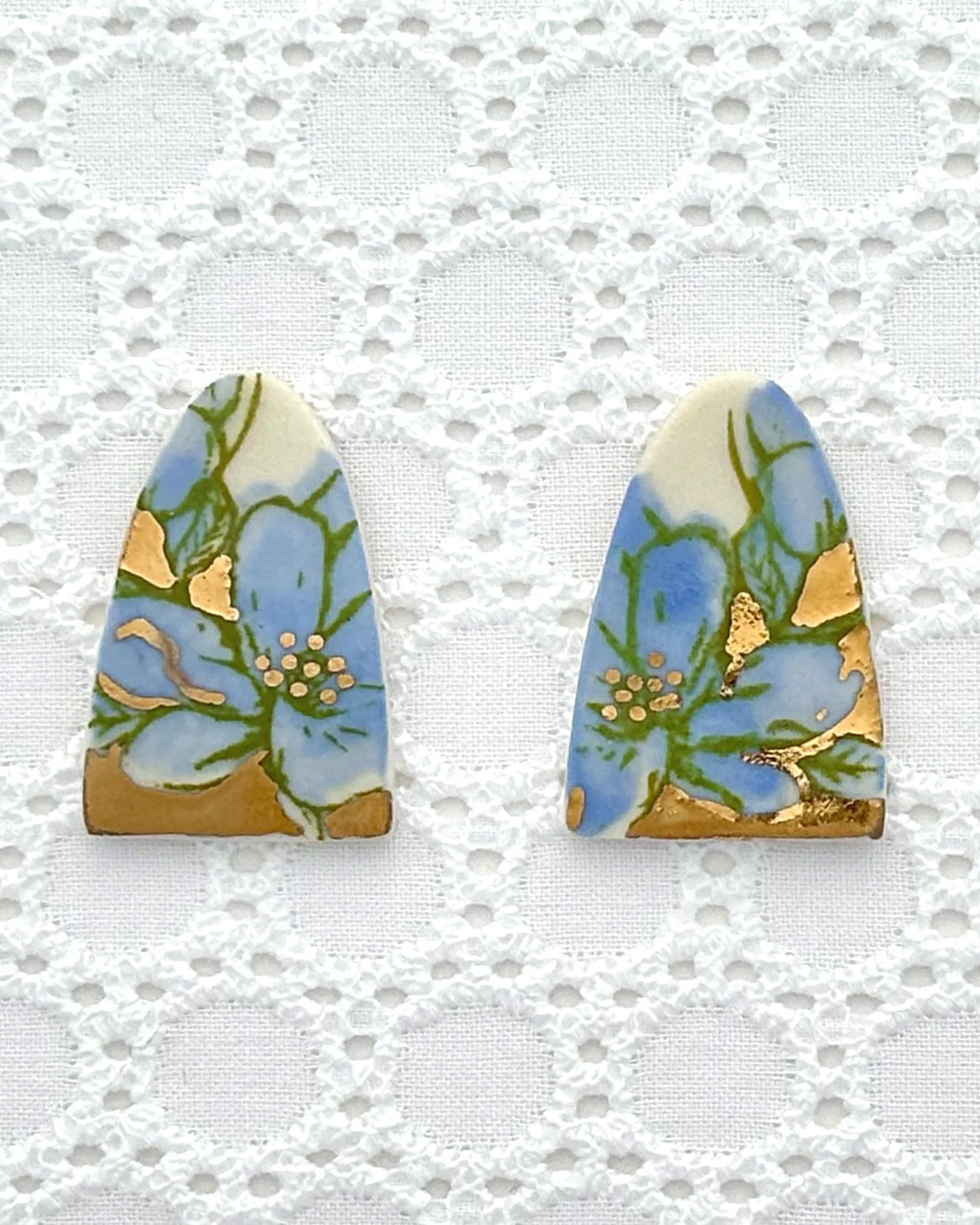 Magnolia Earrings | Tall Arch Studs | Sky