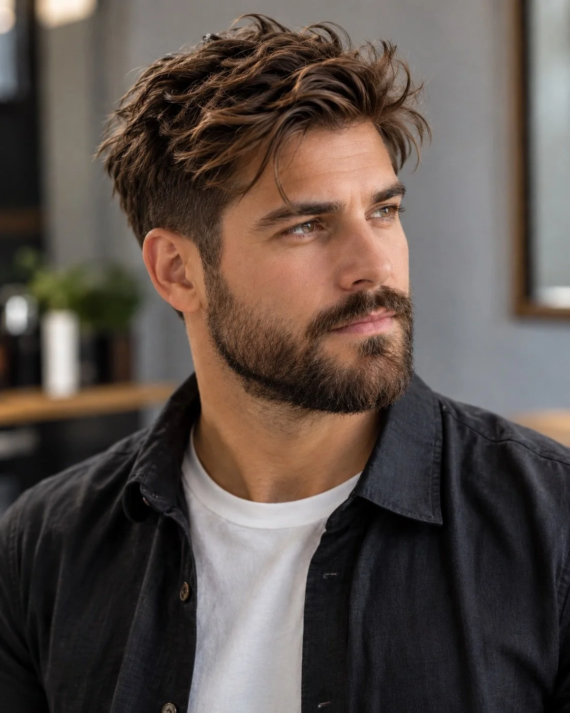 Tousled Top With a Short or Medium Beard