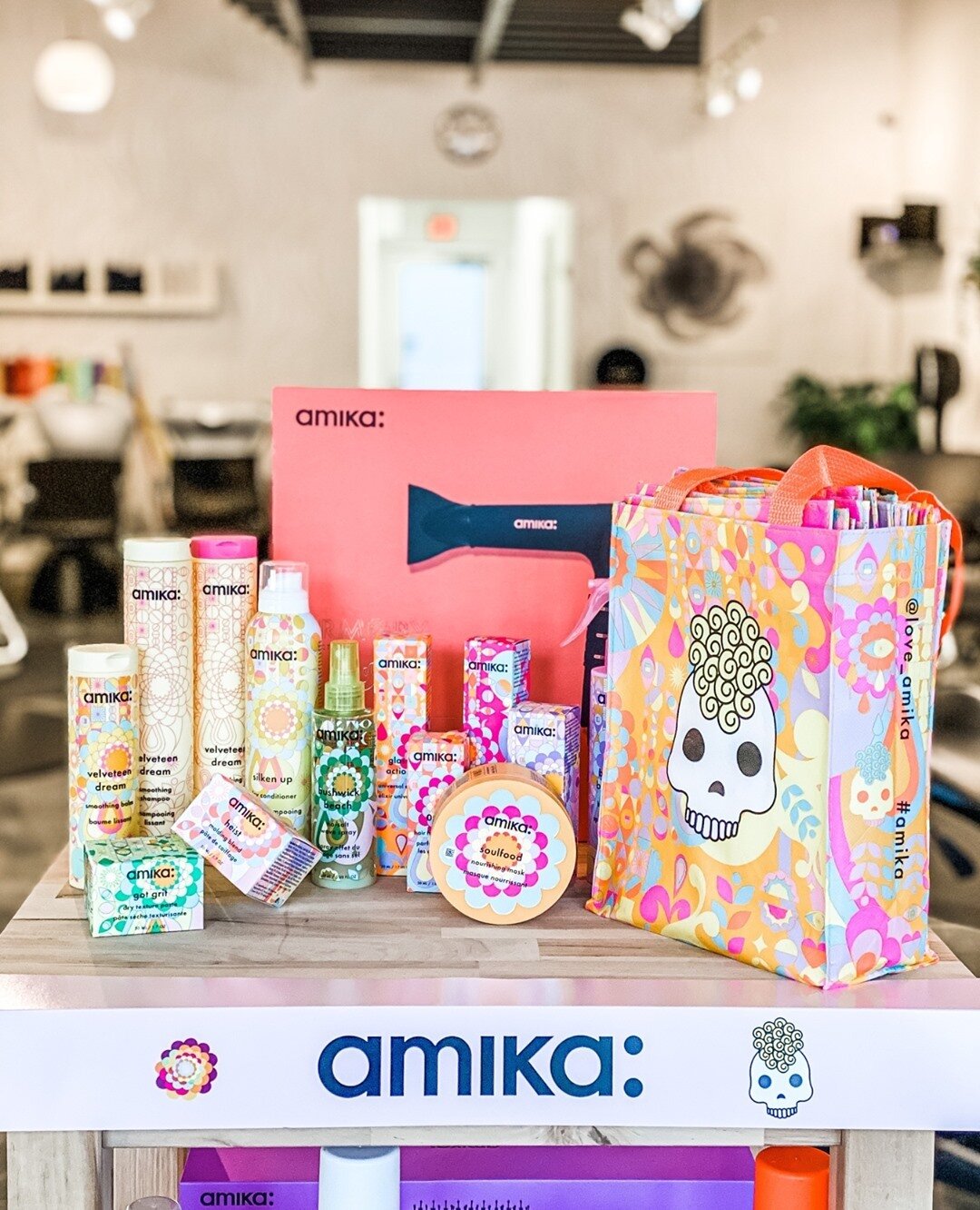 Have you met Amika yet?⁠
⁠
These cute colorful bottles and tubs, hold magical ingredients to take you hair to the next level! ⁠
Whatever you hair issue might be, there is a solution with Amika!⁠
⁠
Next time you are in the shop, browse the full line a