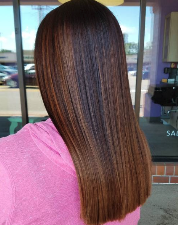 Caramel highlights on straight brown hair hotsell
