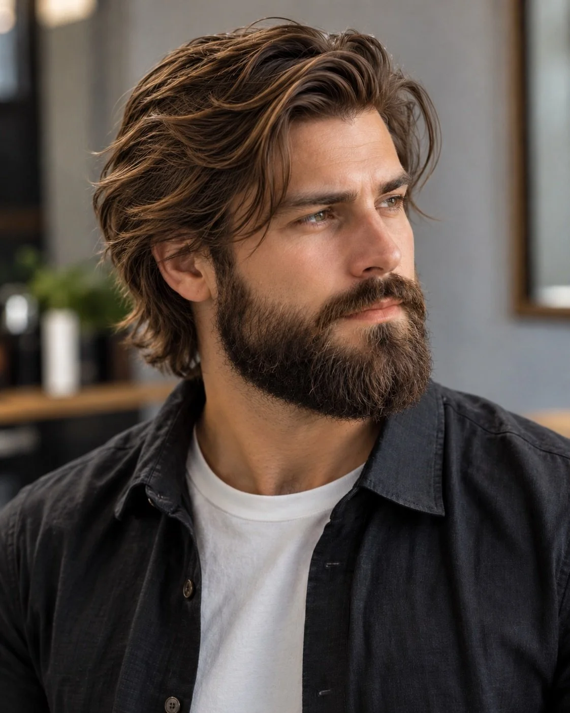 Longer Shaggy Hair With a Beard